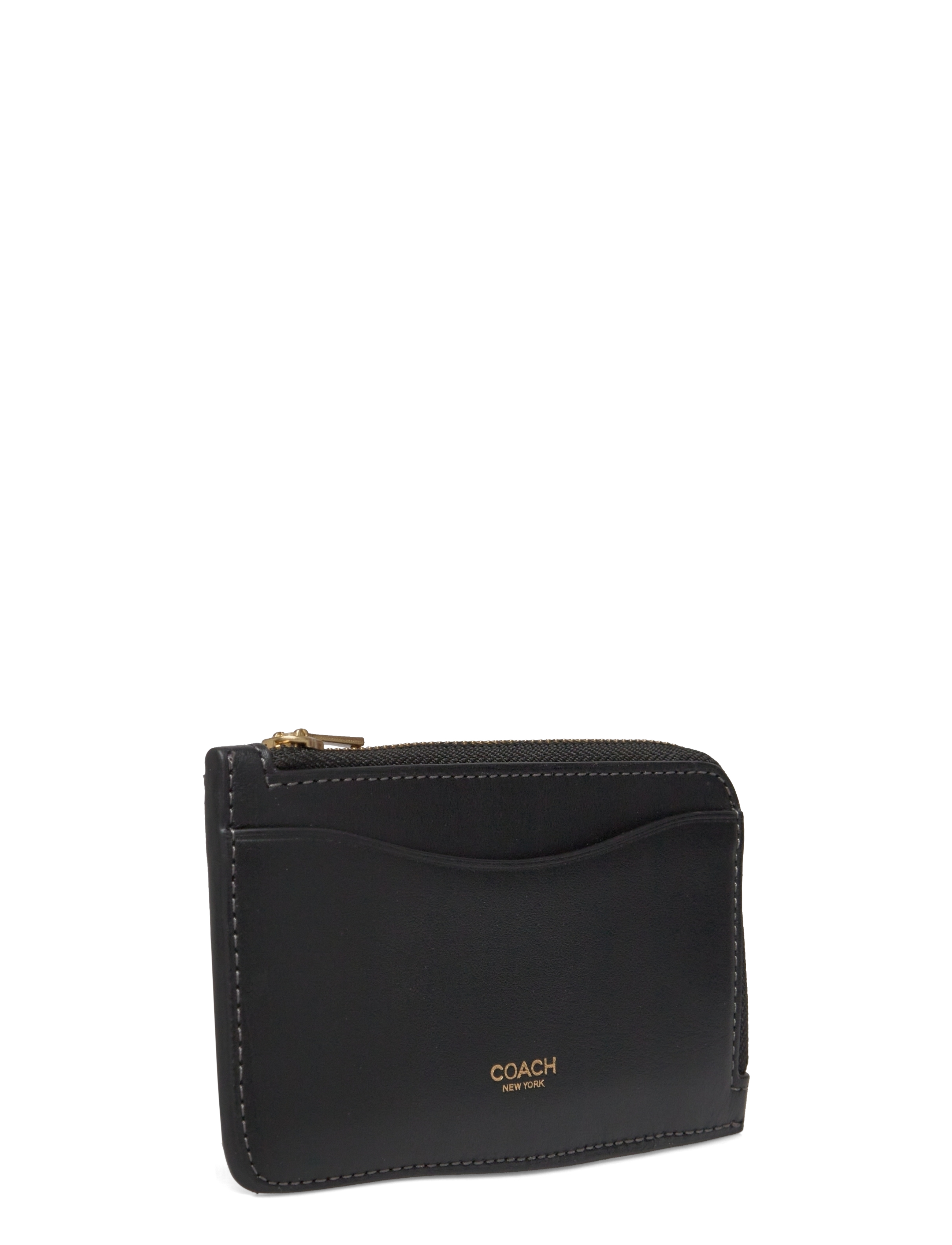 Coach - Refined Calf Leather New York Zip Card Case - purses - b4/black - 2
