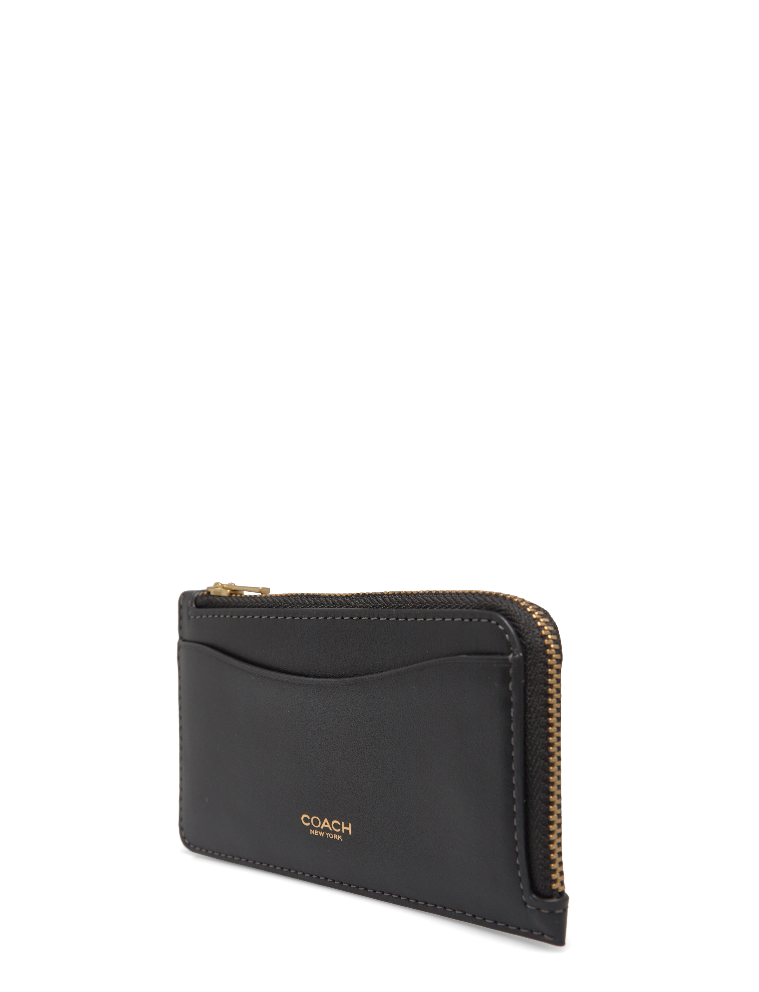 Coach - Refined Calf Leather New York Zip Card Case - purses - b4/black - 3