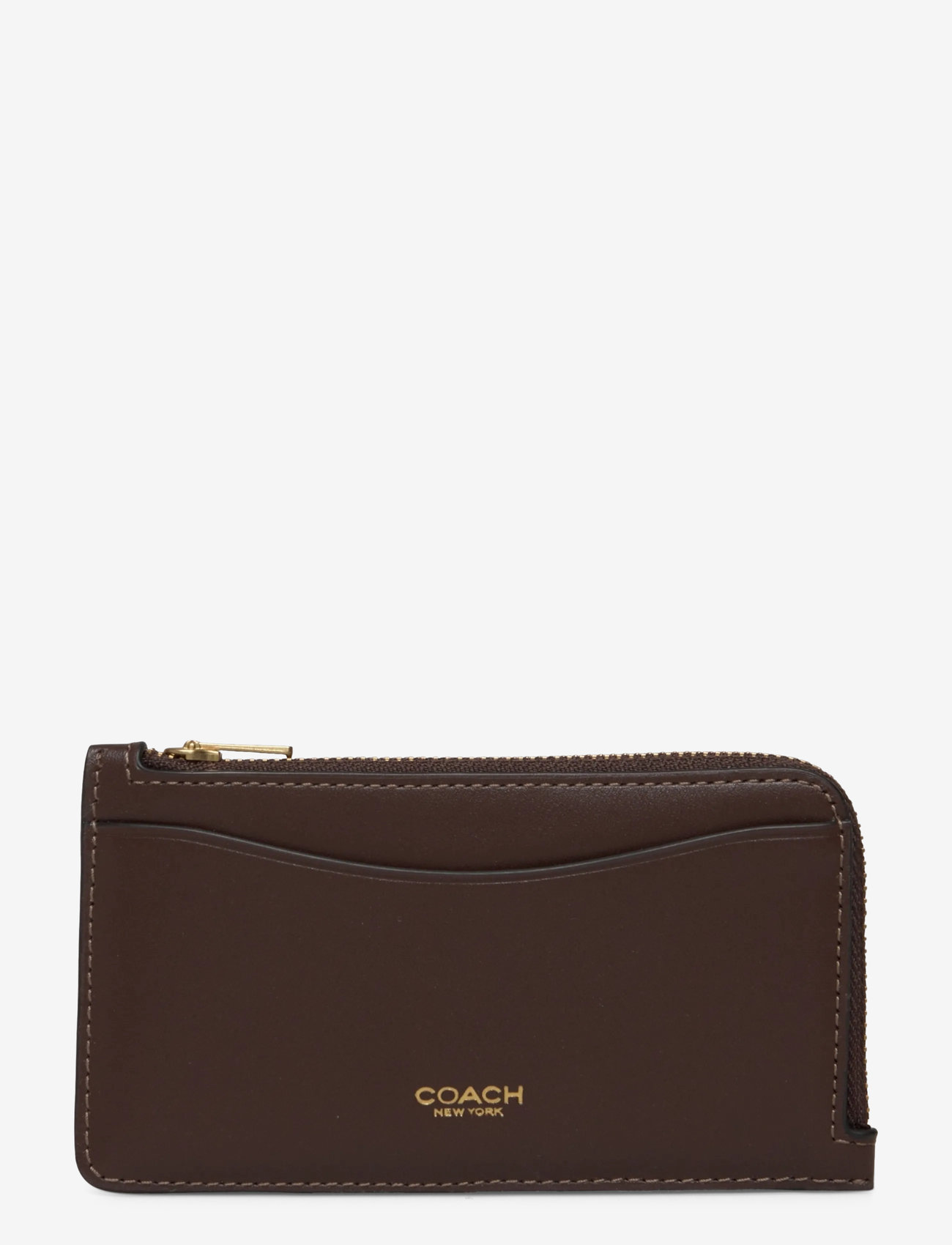 Coach - REFINED CALF LEATHER NEW YORK ZIP CARD CASE - portemonnaies - b4/maple - 0