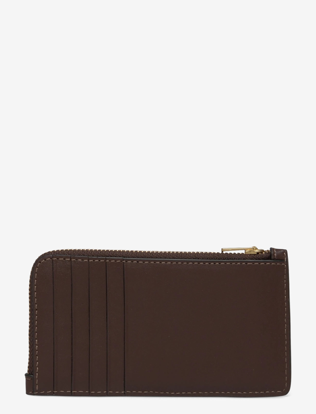 Coach - REFINED CALF LEATHER NEW YORK ZIP CARD CASE - portemonnaies - b4/maple - 1