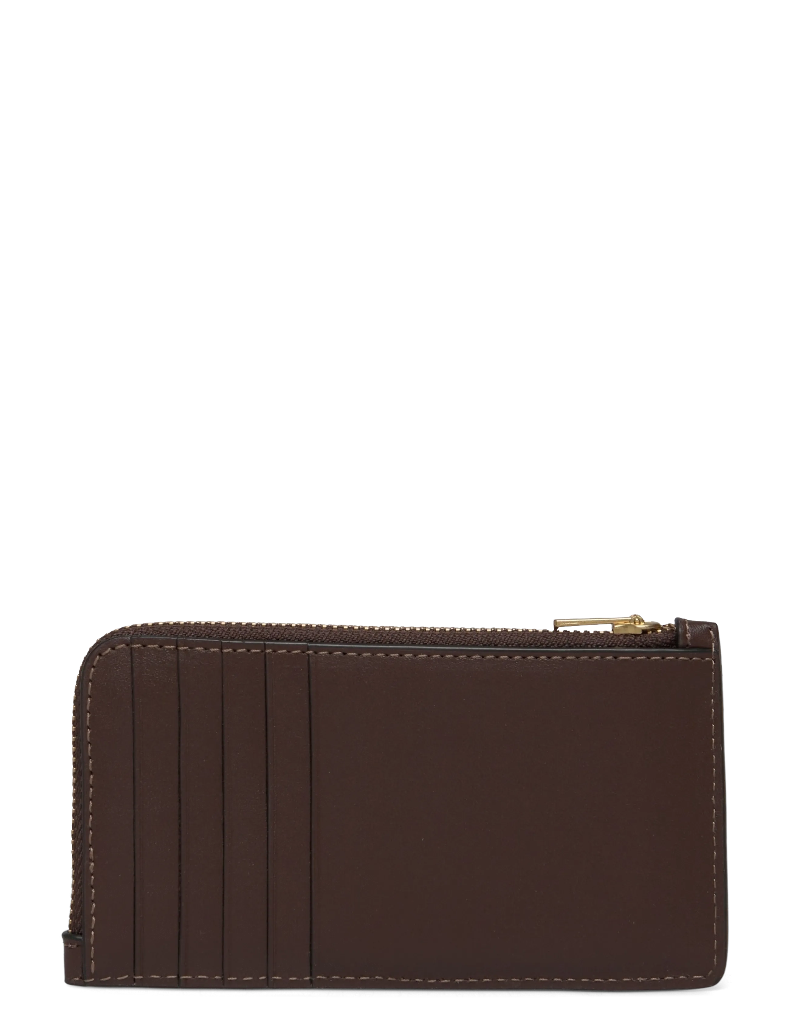 Coach - Refined Calf Leather New York Zip Card Case - purses - b4/maple - 1