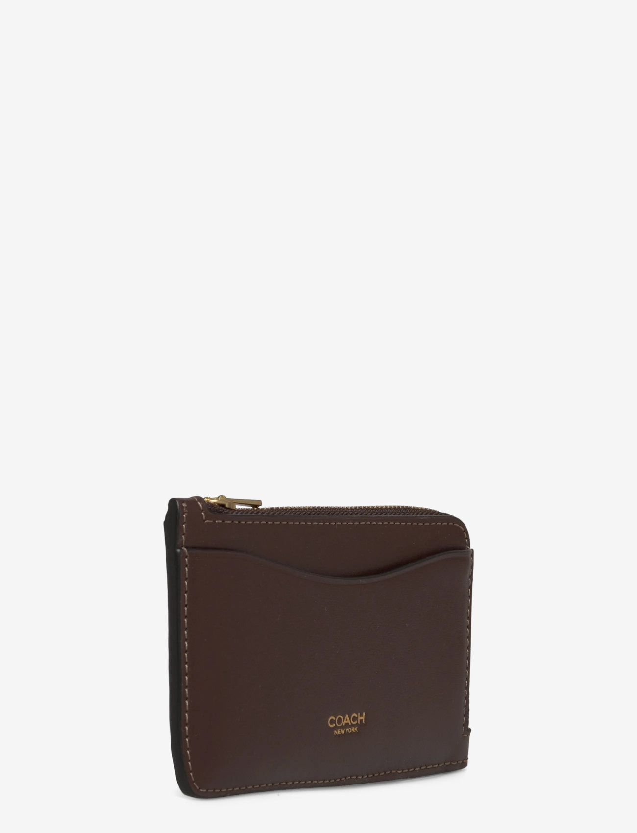 Coach - REFINED CALF LEATHER NEW YORK ZIP CARD CASE - portemonnaies - b4/maple - 2