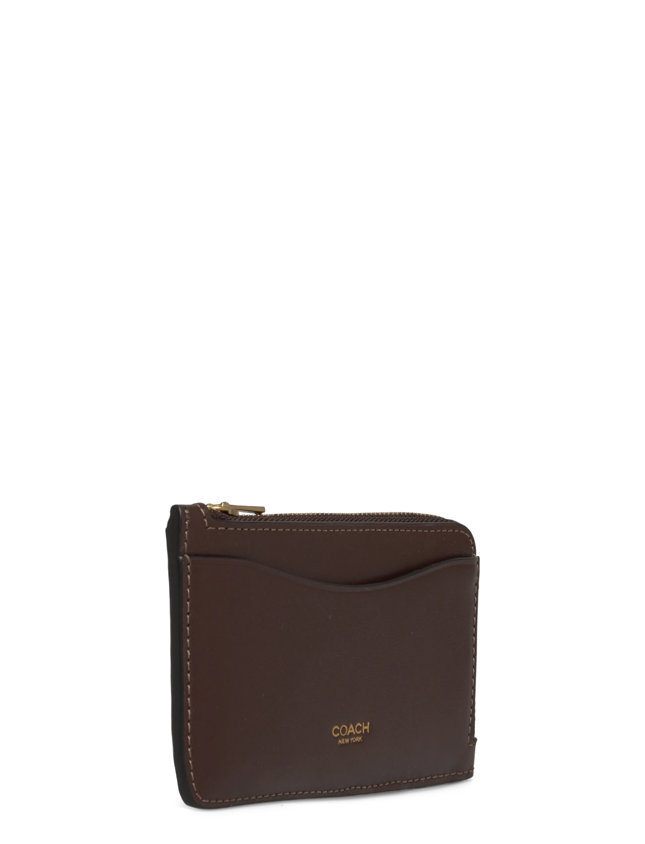 Coach - Refined Calf Leather New York Zip Card Case - purses - b4/maple - 2