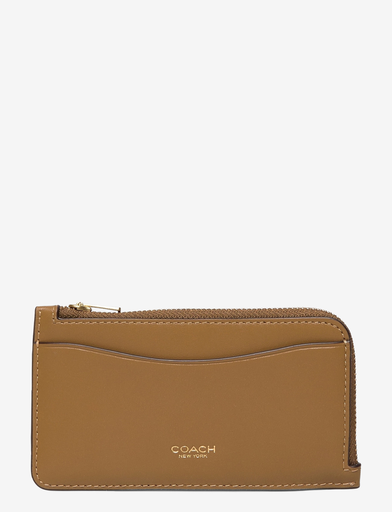 Coach - REFINED CALF LEATHER NEW YORK ZIP CARD CASE - portemonnaies - b4/muted olive - 0