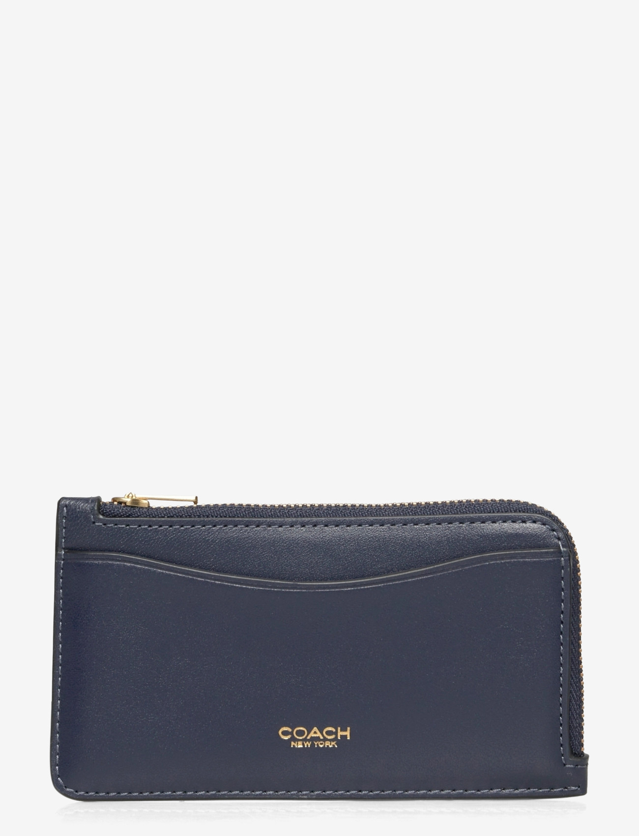 Coach - REFINED CALF LEATHER NEW YORK ZIP CARD CASE - portemonnaies - b4/navy - 0