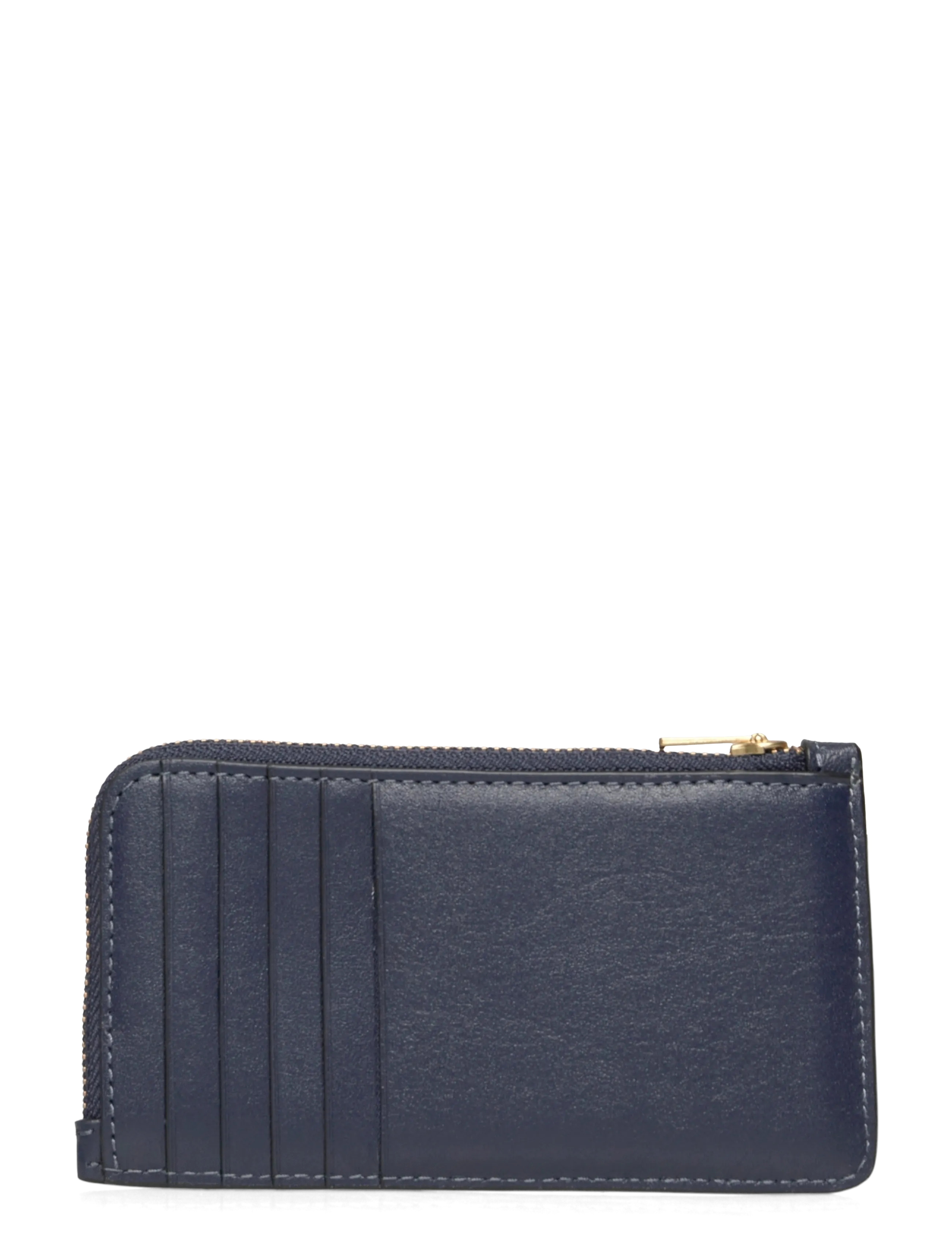 Coach - Refined Calf Leather New York Zip Card Case - purses - b4/navy - 1
