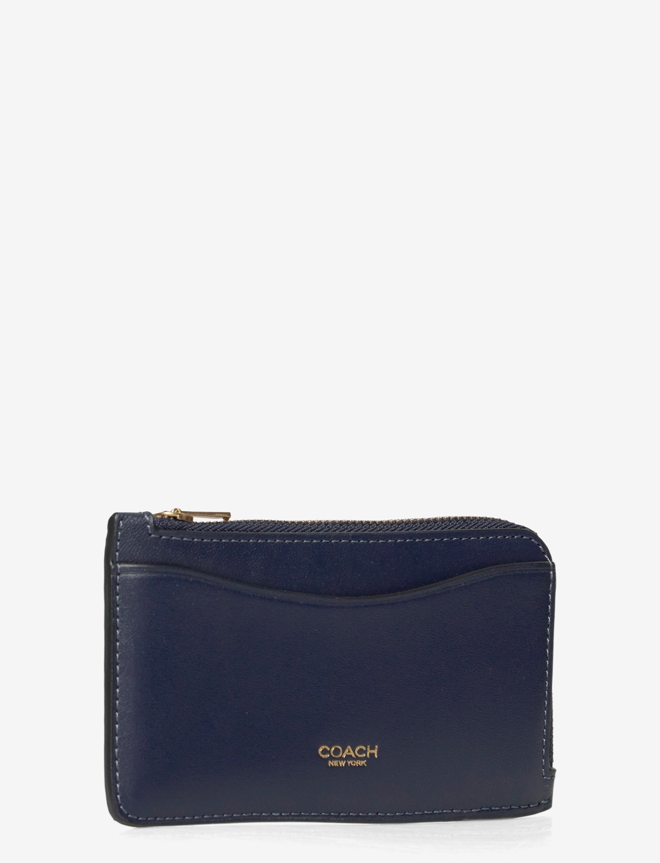 Coach - REFINED CALF LEATHER NEW YORK ZIP CARD CASE - portemonnaies - b4/navy - 2