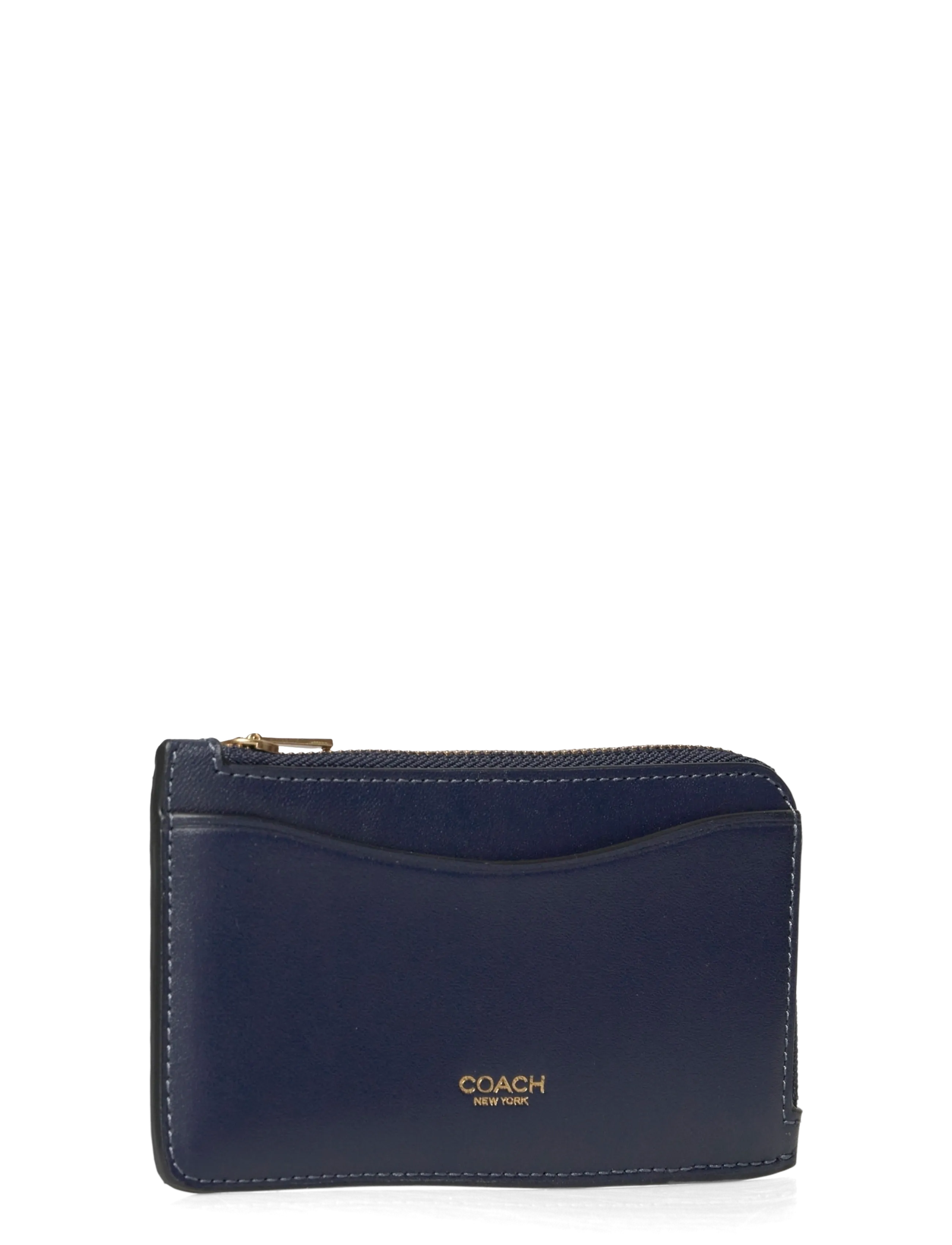 Coach - Refined Calf Leather New York Zip Card Case - purses - b4/navy - 2
