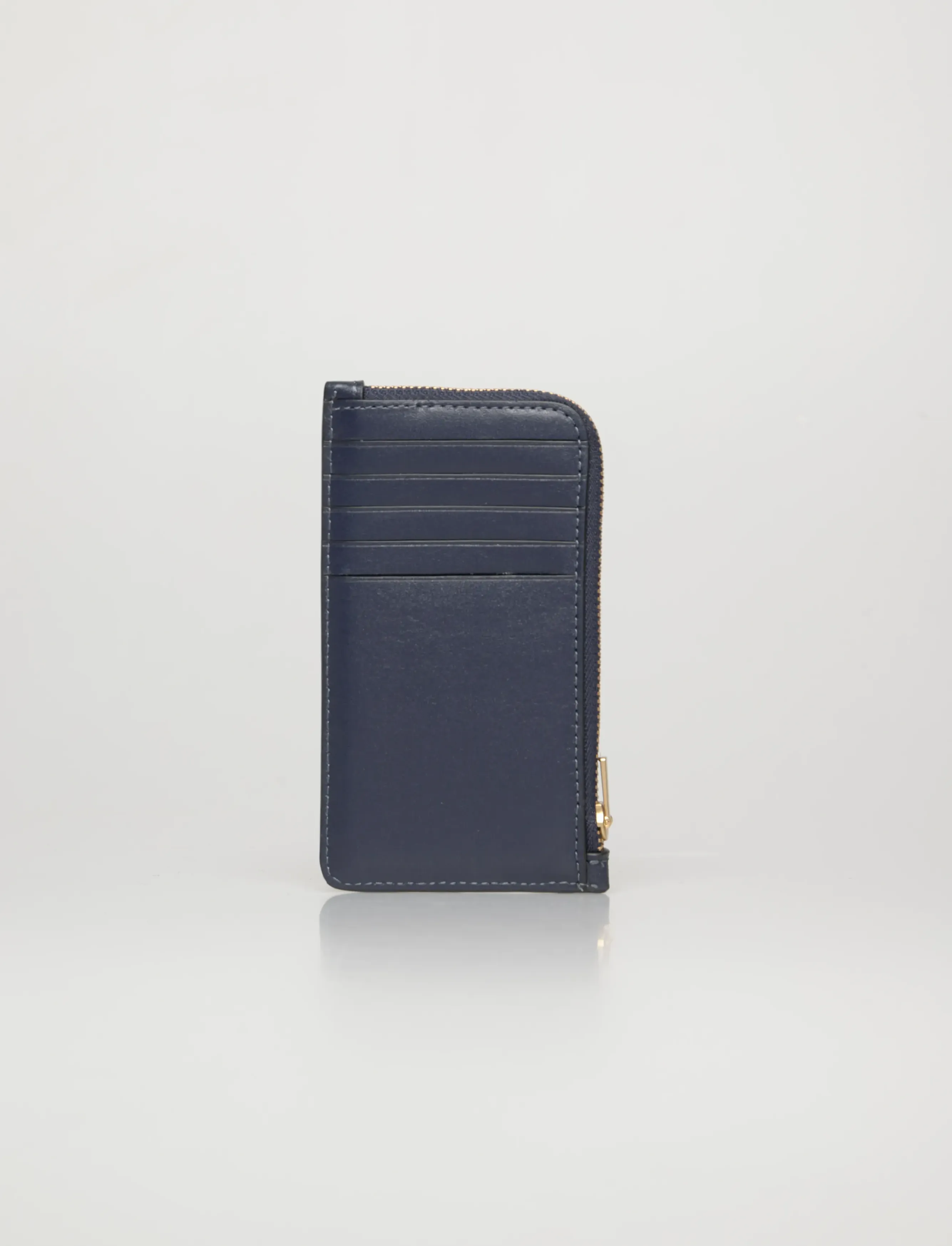 Coach - Refined Calf Leather New York Zip Card Case - purses - b4/navy - 3