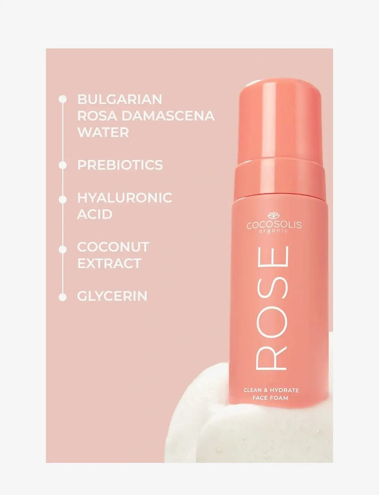Cocosolis - ROSE Clean & Hydrate Face Foam - foaming cleanser - no color - 4