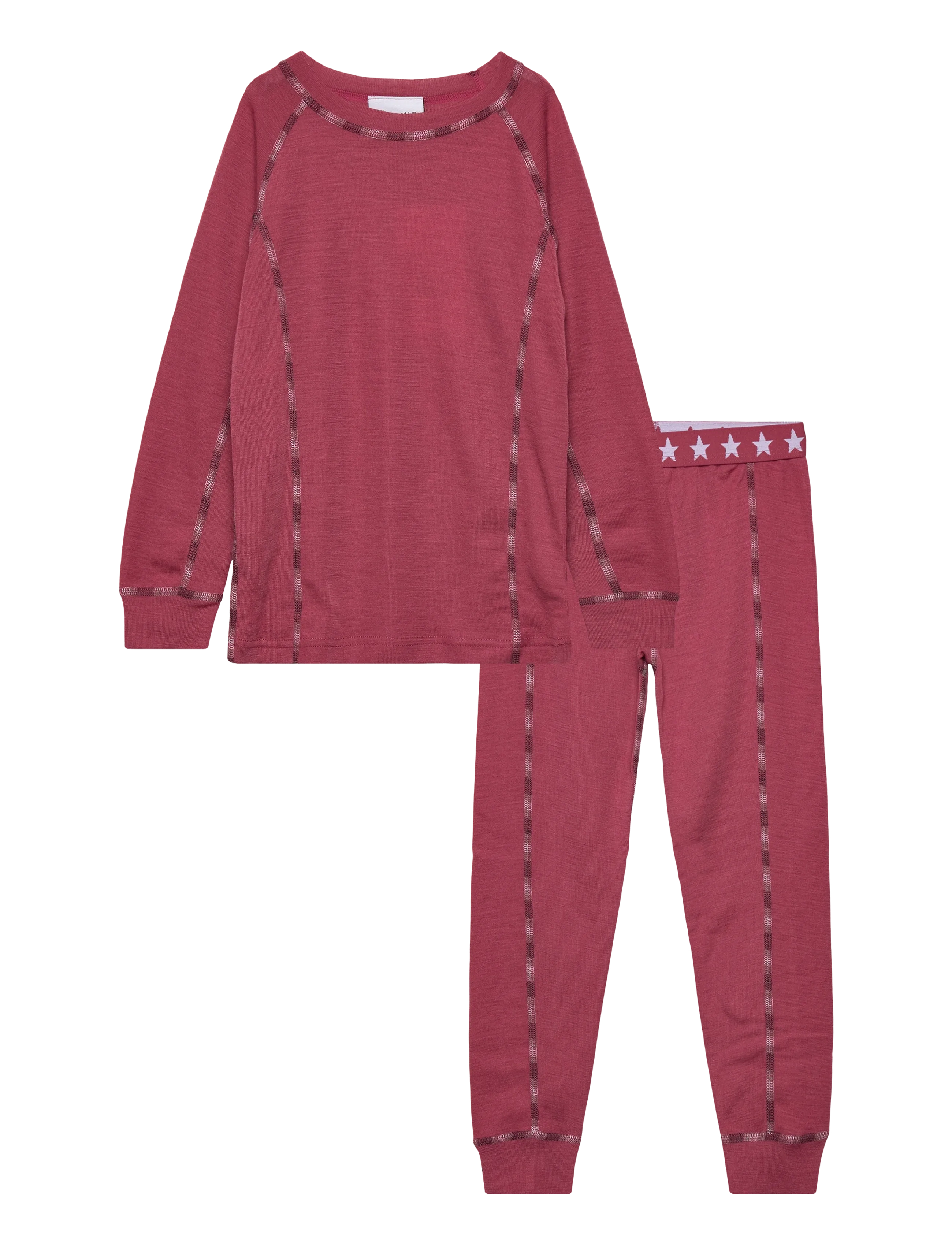 COLD Stars Merino Wool Set, 98, Sets, Burgunderrot - Sets With Long-sleeved T-shirt, Kinder