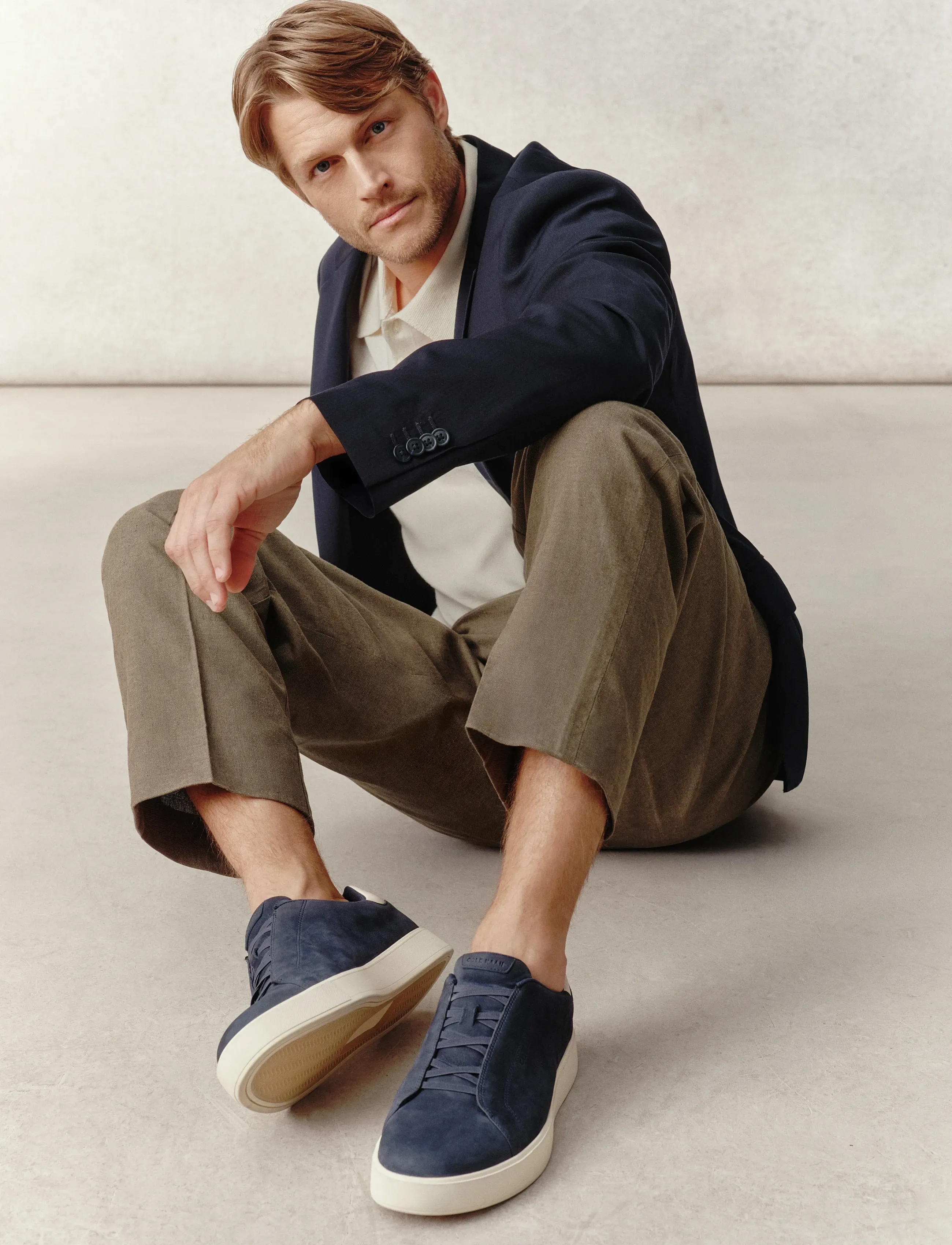 Cole Haan GRANDPRO LUXE SLIP-ON SNEAKERS - Slipper - NAVY BLAZER NUBUCK / IVORY / navy