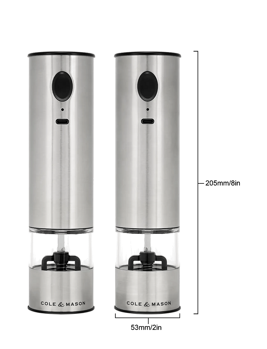 Cole & Mason - Mill Set Electric USB Battersea Stainless 21 cm COLE&MASON® - soola- ja pipraveskid - stainless/clear - 2