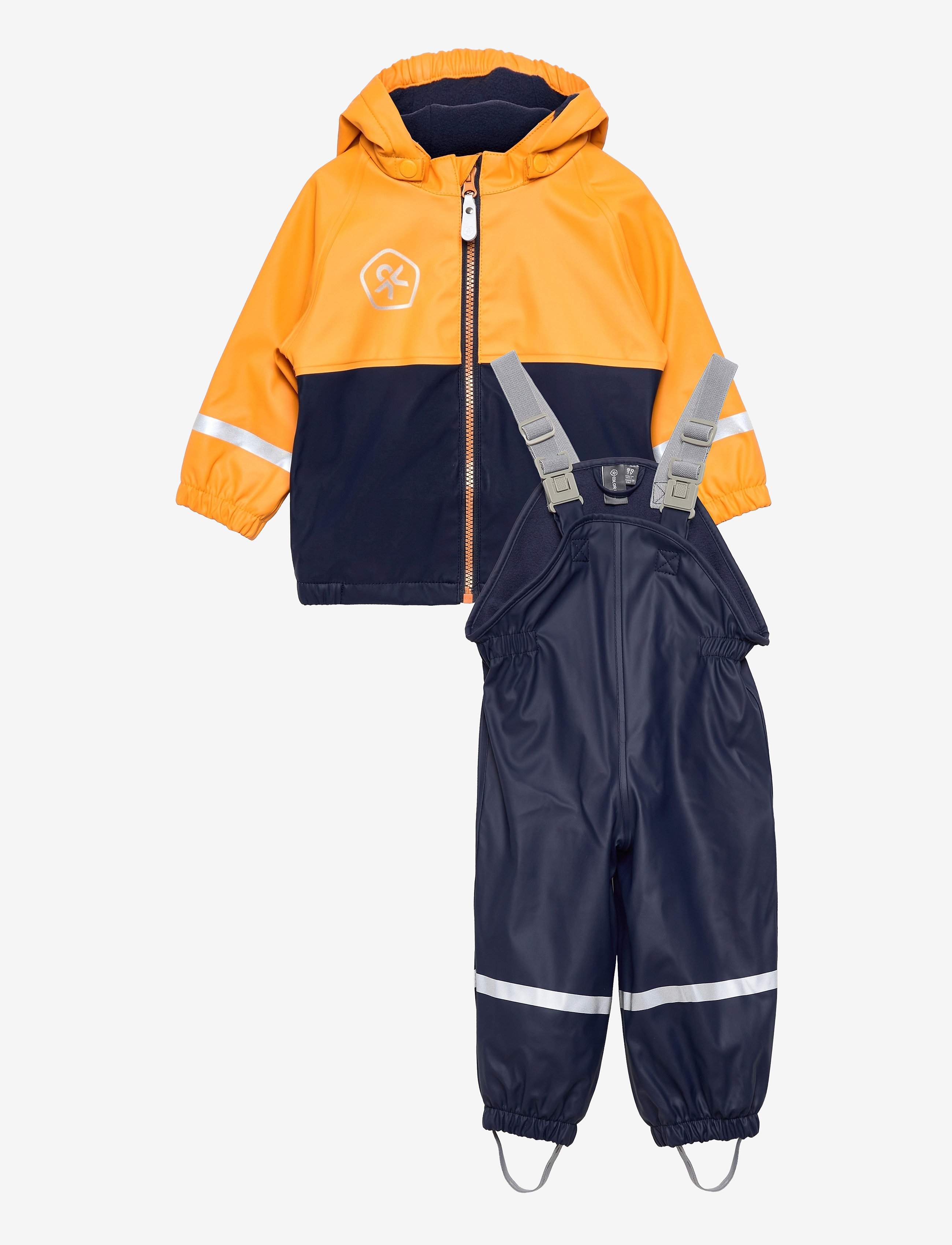 Color Kids - Rain set PU w. fleece lining - cadmium yellow - 0