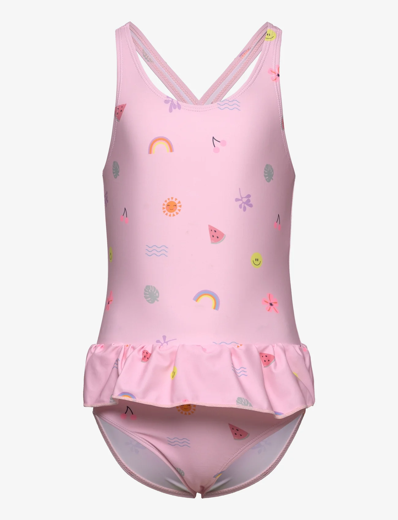 Color Kids - Swimsuit W. Skirt, AOP - swimsuits - cherry blossom - 0
