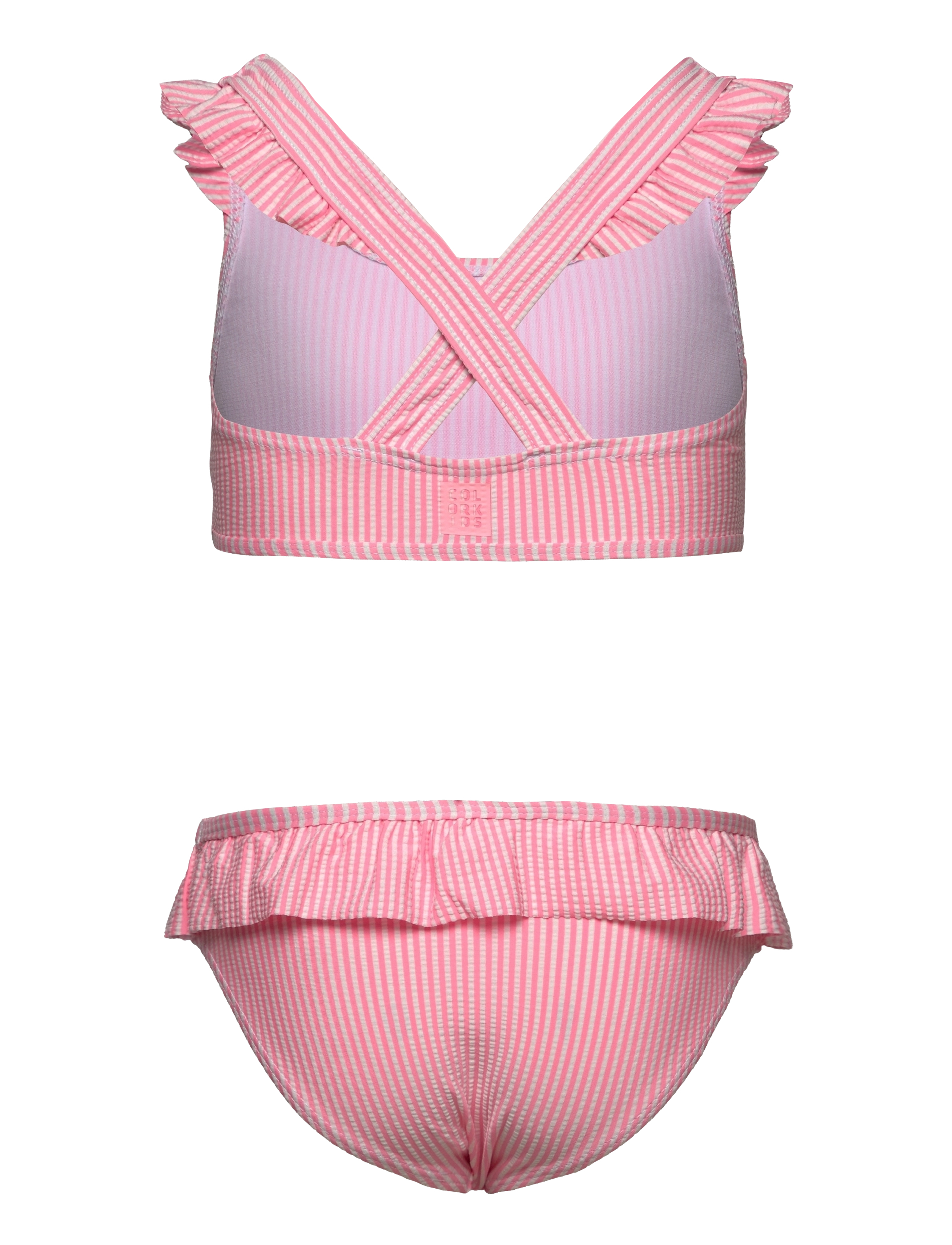 Color Kids - Bikini W. Skirt, Seersucker - salmon rose - 1