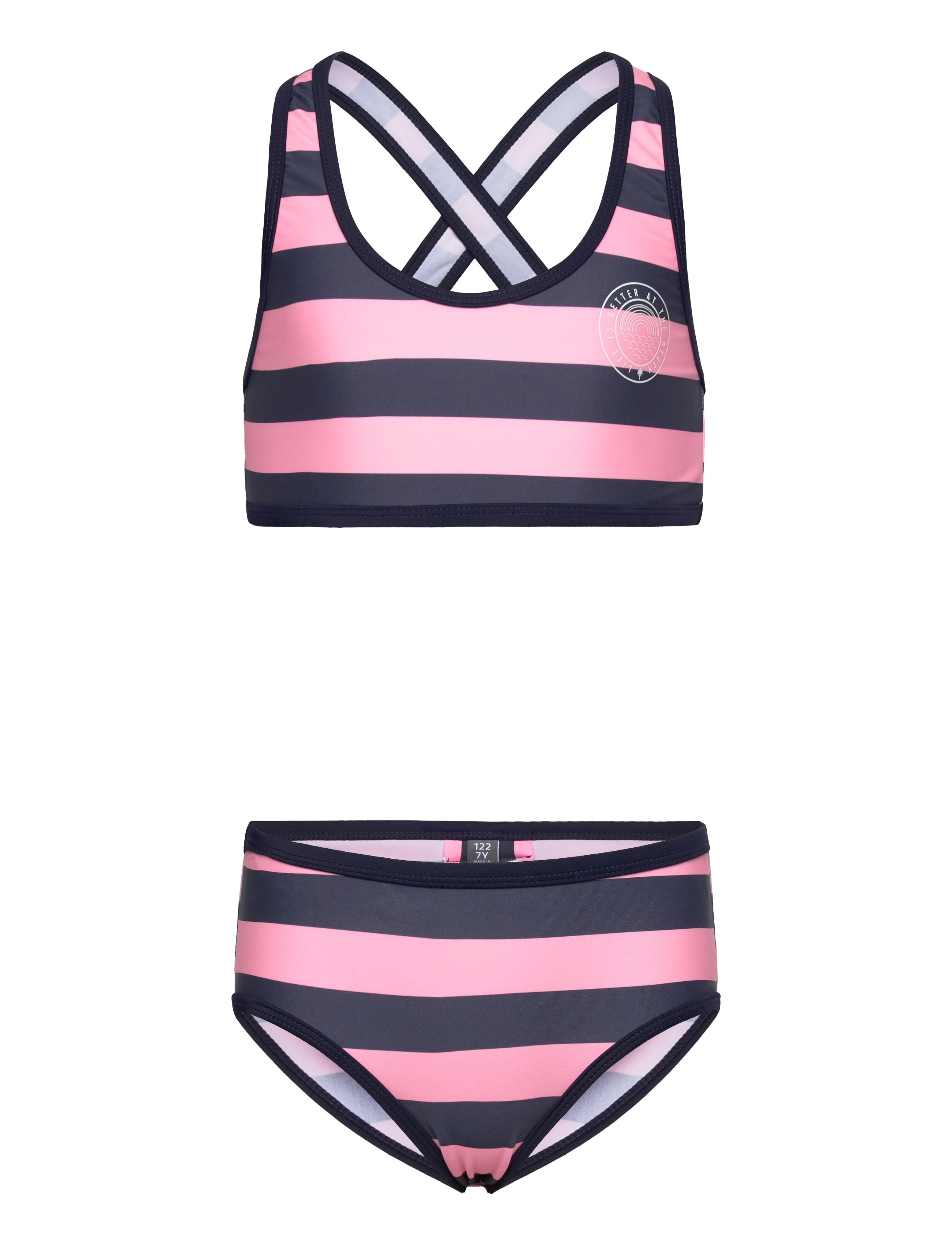 Color Kids - Bikini W. Chest print, AOP - vintage indigo - 0