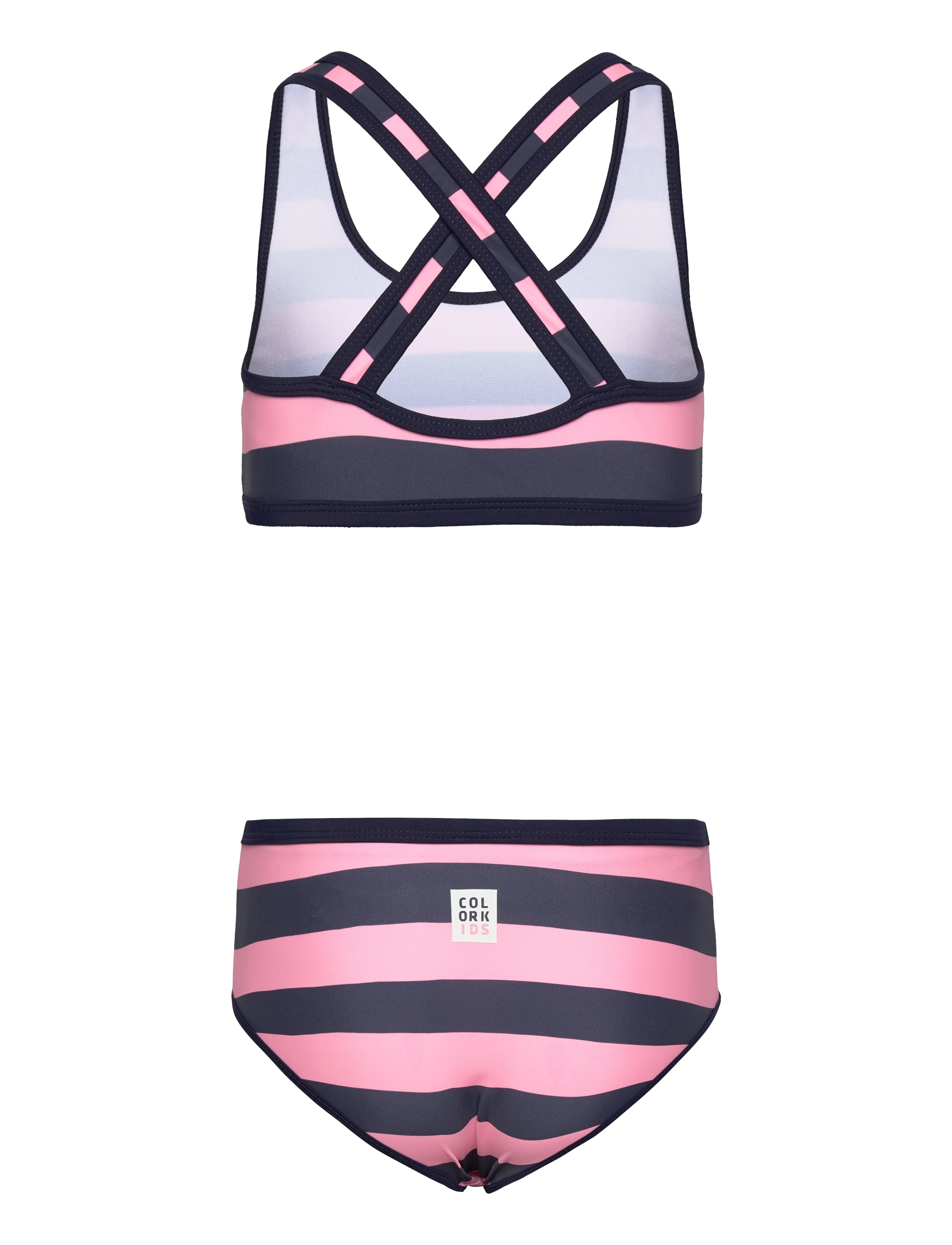 Color Kids - Bikini W. Chest print, AOP - vintage indigo - 1