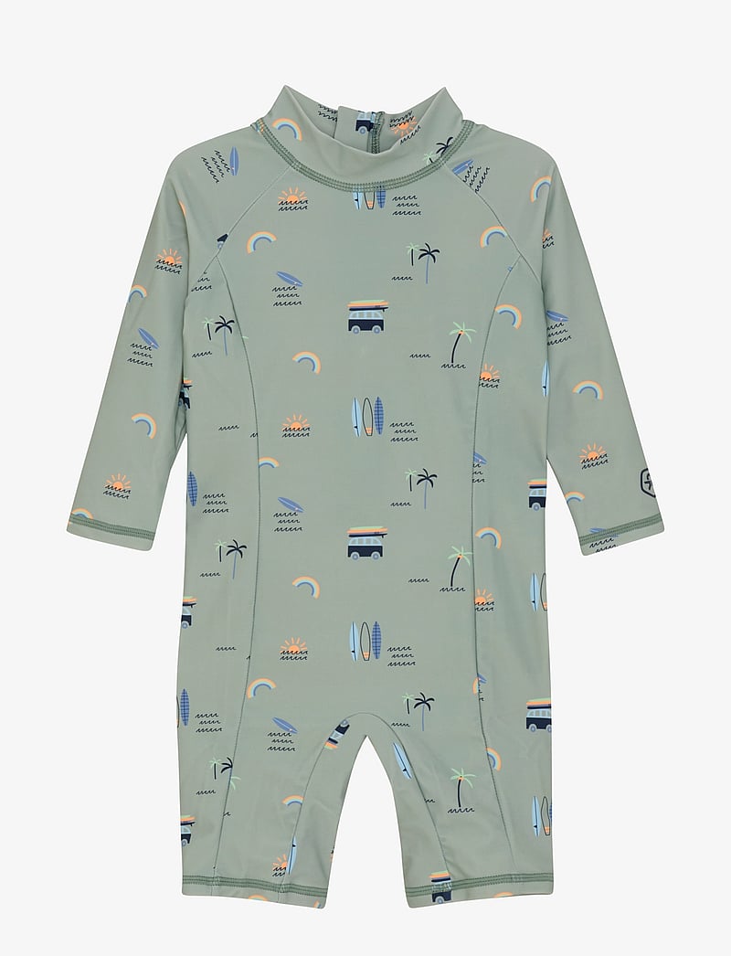 Color Kids - Baby Suit L/S, AOP - badedragter - iceberg green - 1