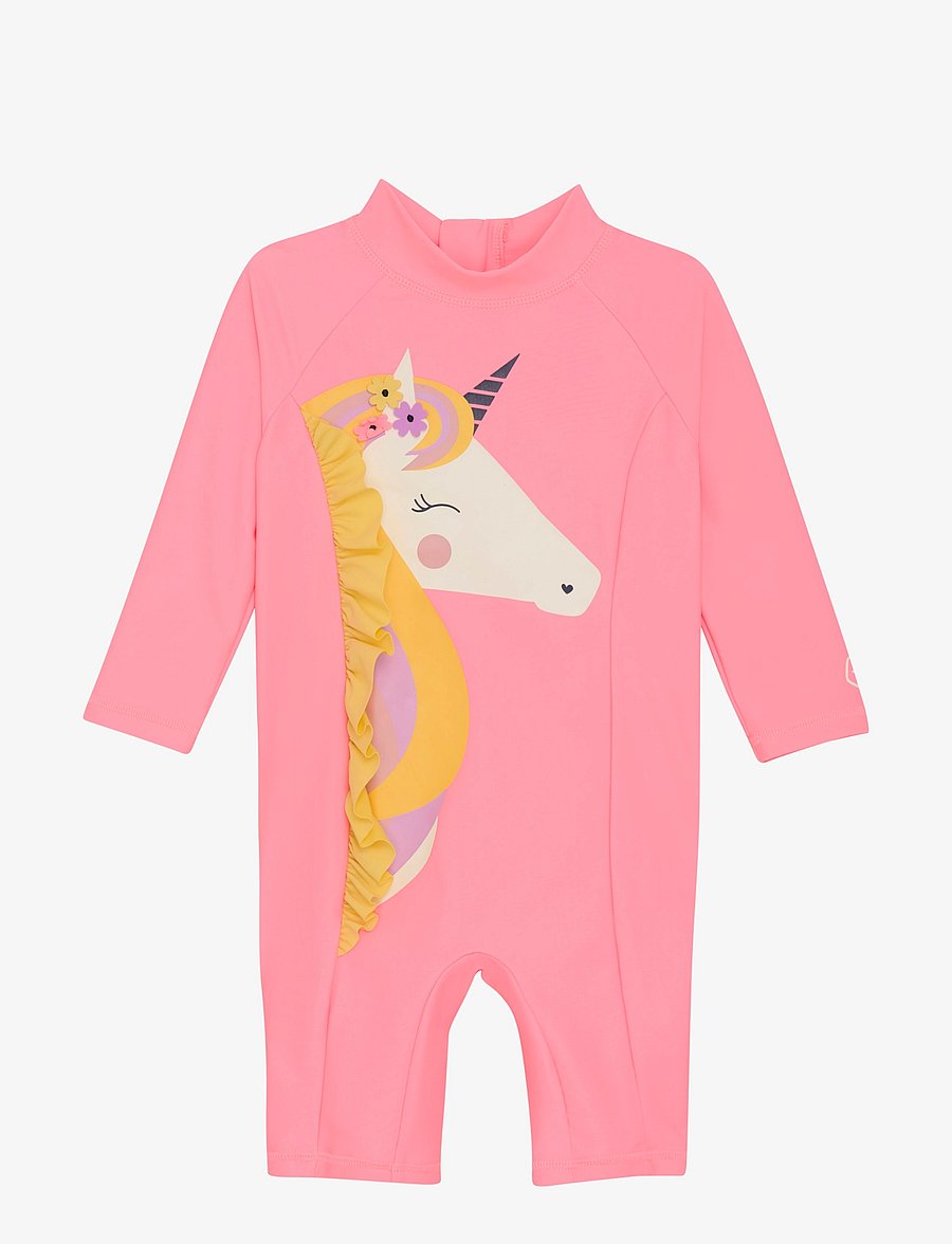 Color Kids - Baby Suit L/S W. Application - uv-tøj - plumeria - 0