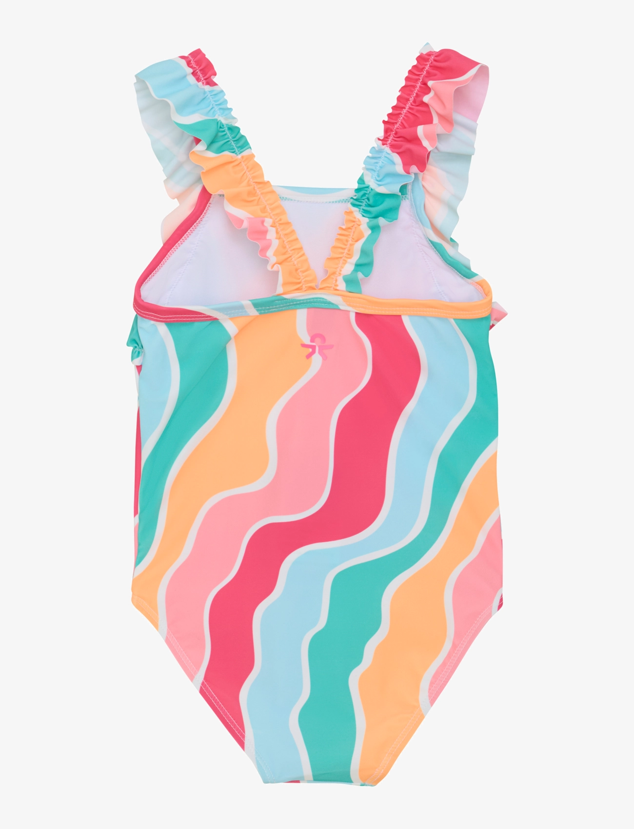 Color Kids - Swimsuit W. Frills,  AOP - river blue - 1