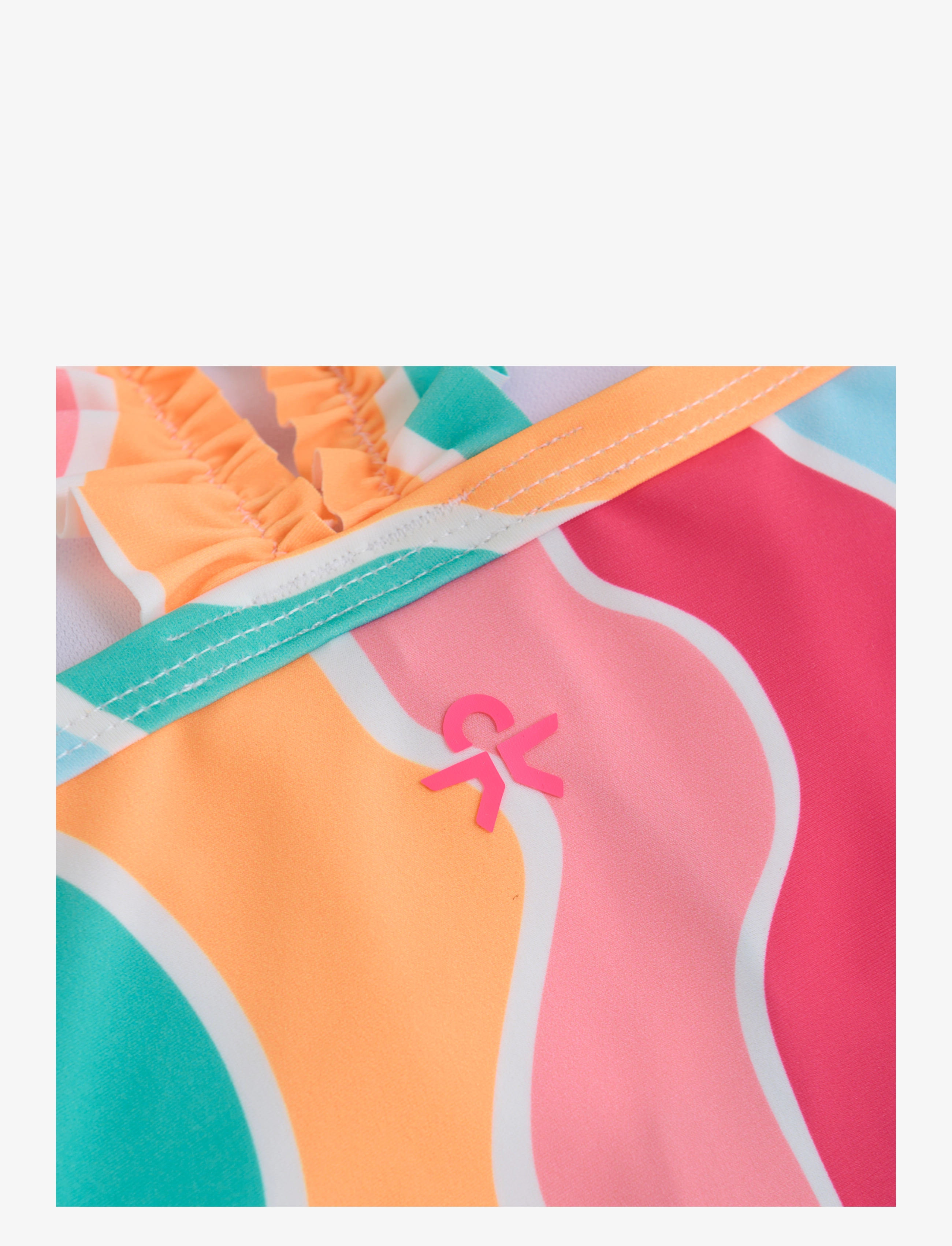 Color Kids - Swimsuit W. Frills,  AOP - river blue - 2
