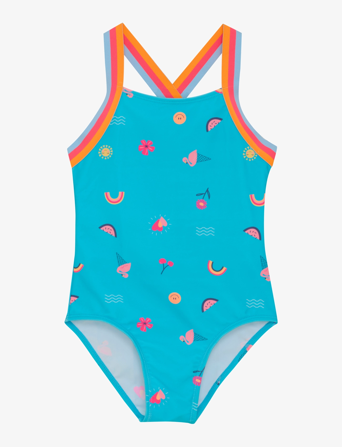 Color Kids - Swimsuit W Elastic Straps, AOP - river blue - 1