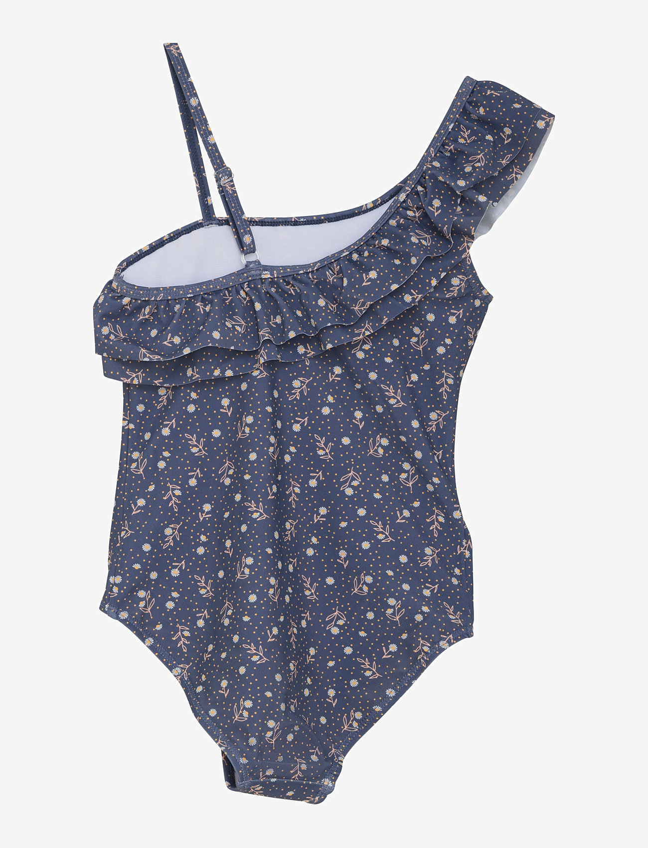 Color Kids - Swimsuit 1 Shoulder Frill, AOP - badeanzüge - vintage indigo - 1