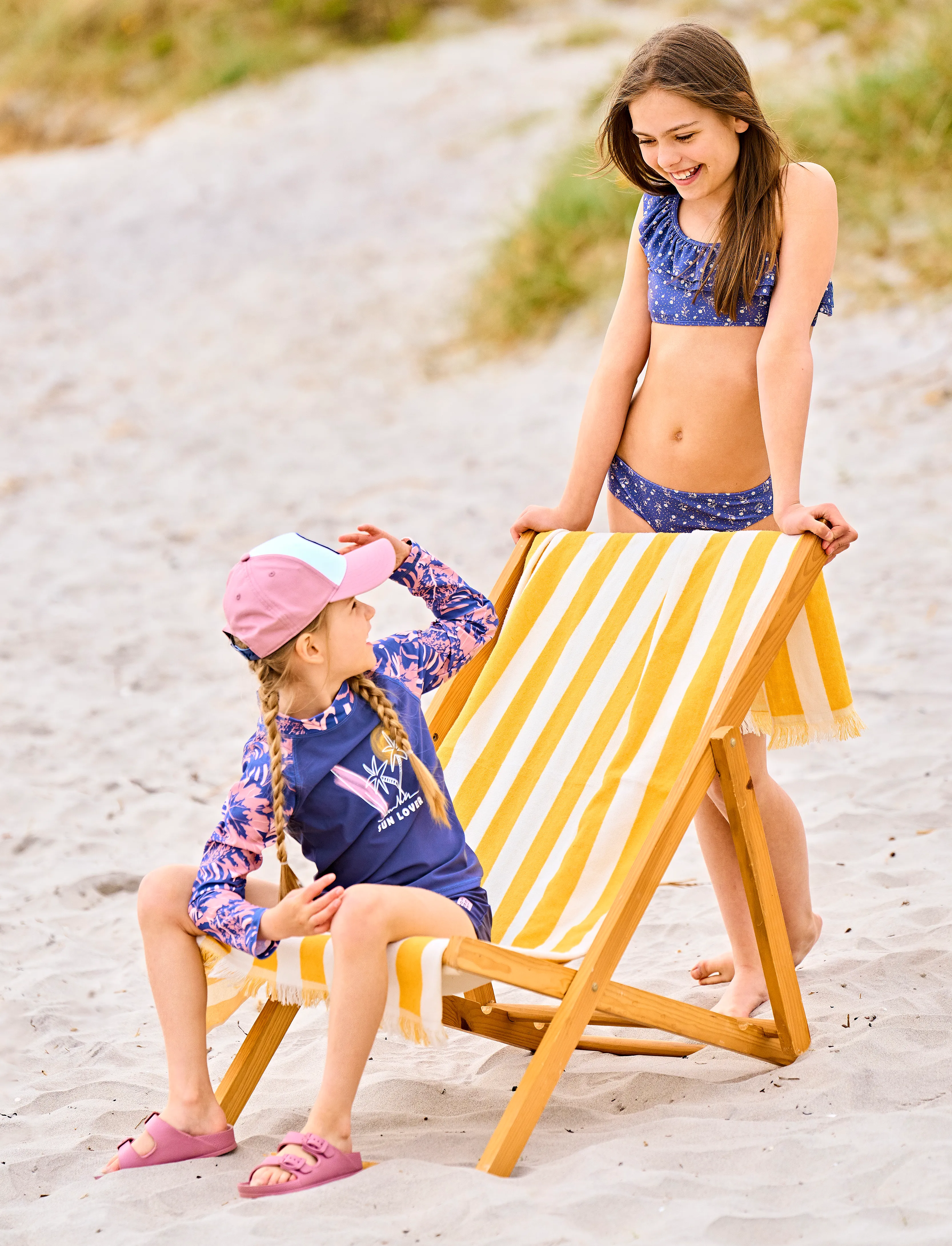 Color Kids T-Shirt L/S W. Chest Print, 104, Bademode, Marineblau - Swim Oberteile, Kinder