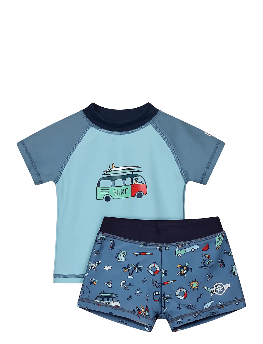Color Kids - Baby T-shirt Set S/S - uv-tøj - coronet blue - 0
