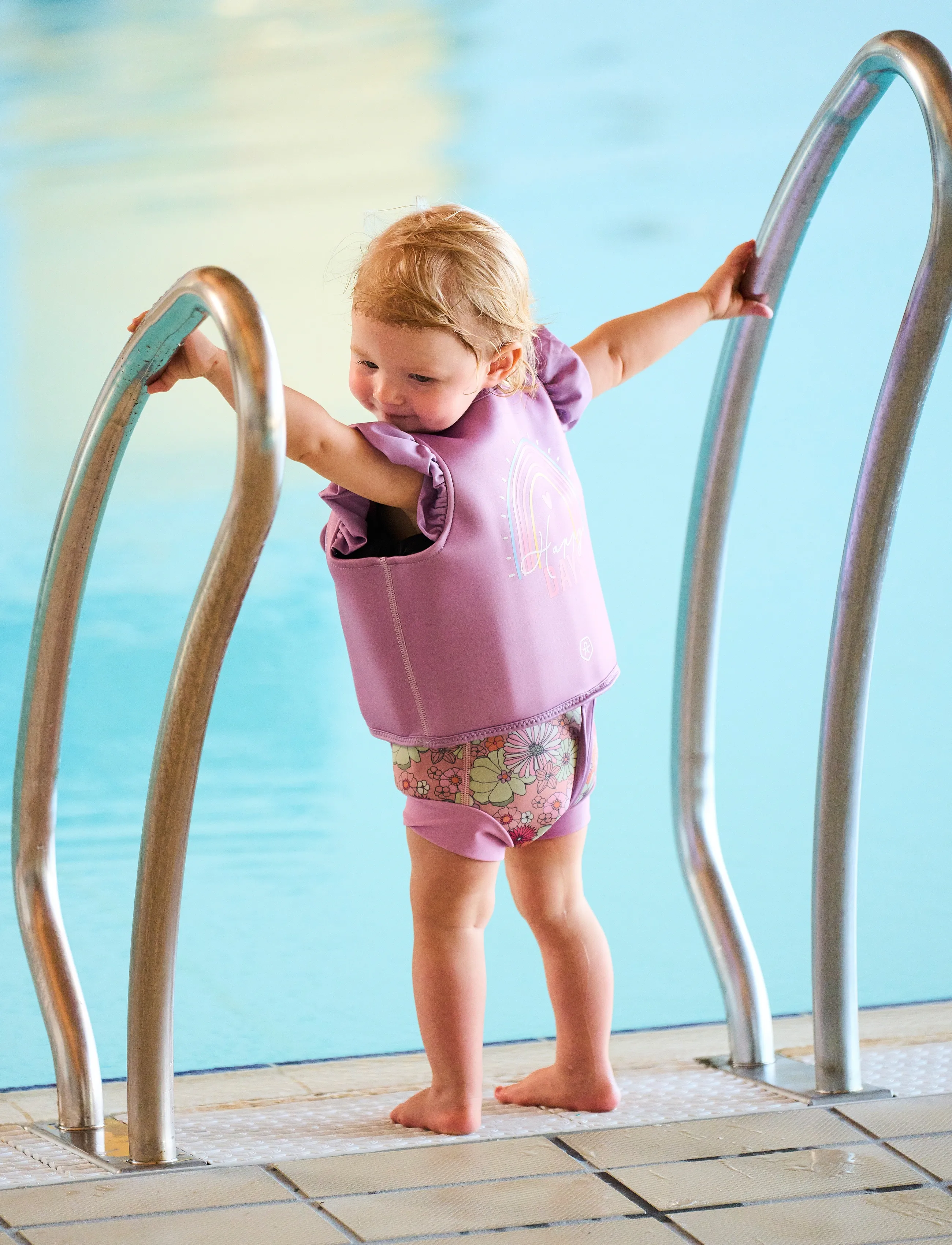 Color Kids Trunks W. Frills, Aop, 74, Bademode, Rosa - Swimshorts, Kinder