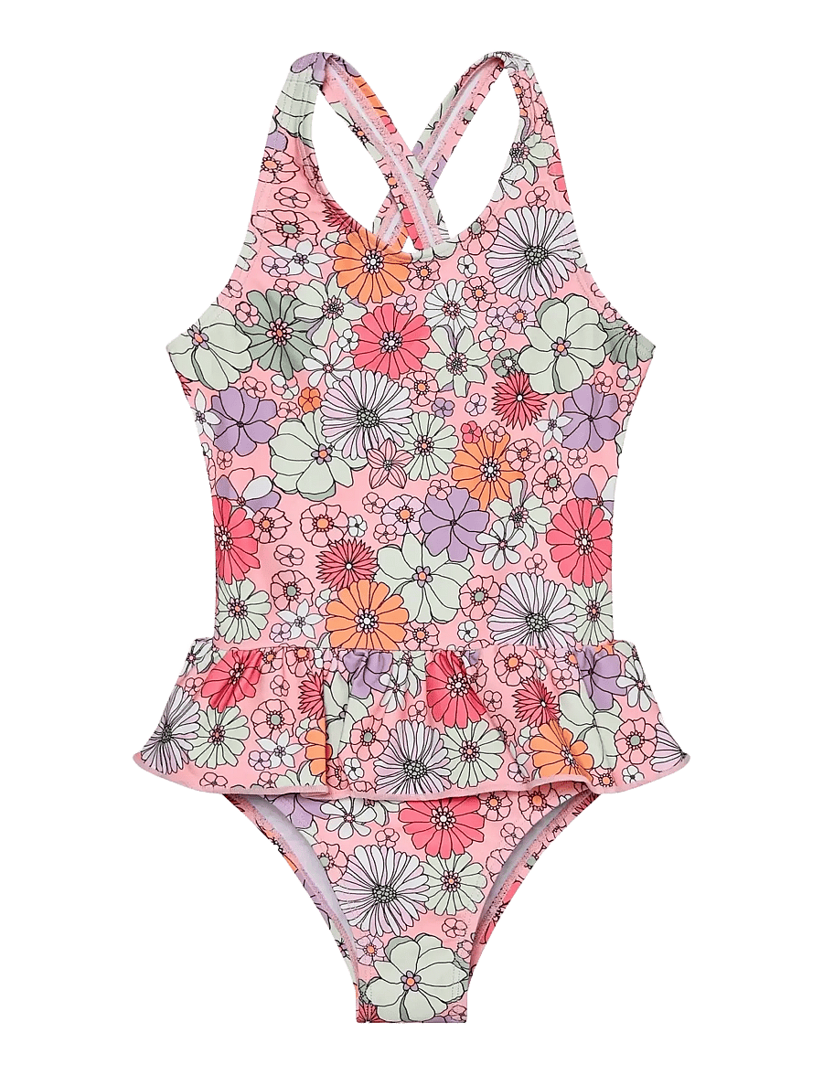 Color Kids - Swimsuit W. Skirt, AOP - badedragter - coral blush - 0