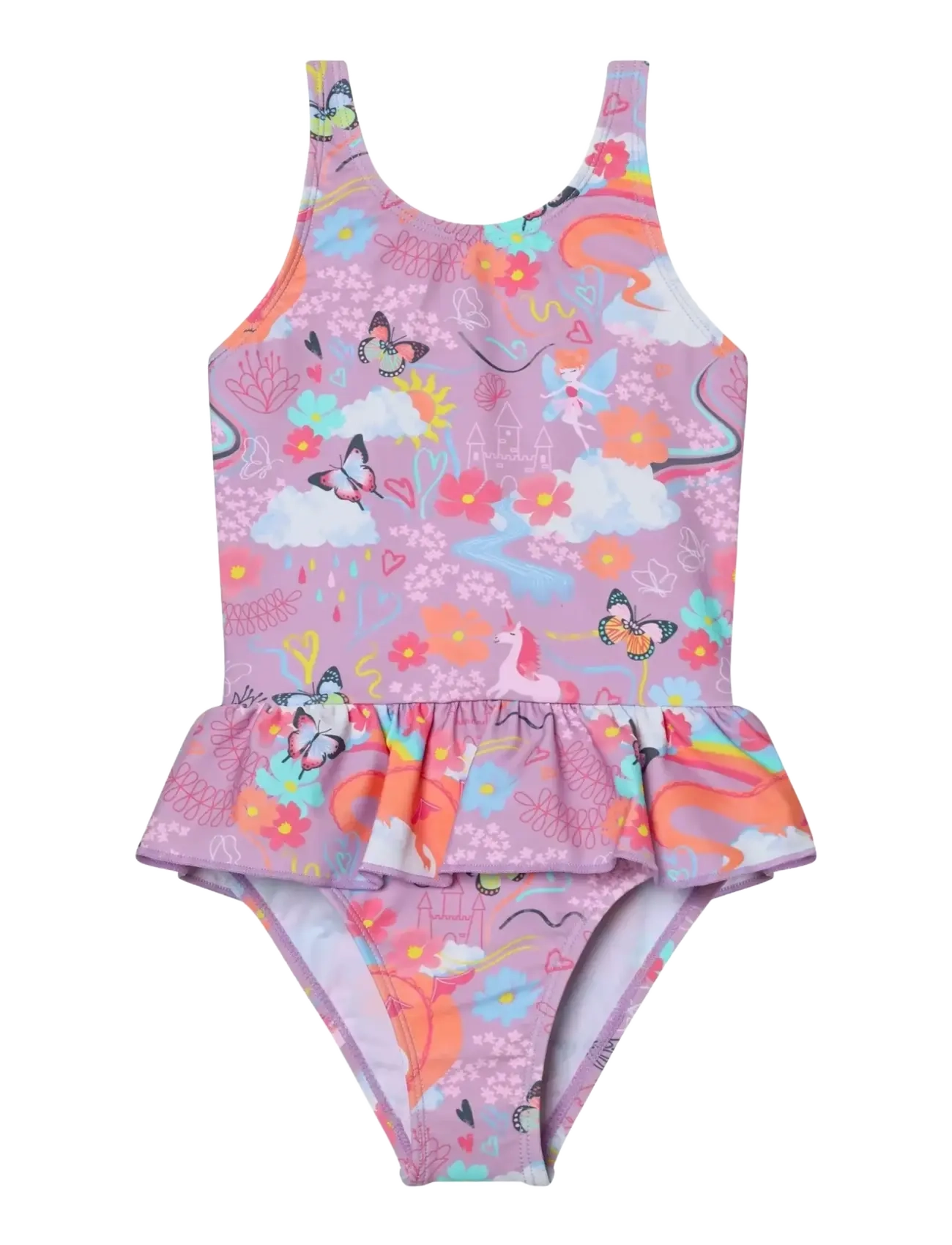 Color Kids Swimsuit W. Skirt, Aop, 134, Bademode, Lila - Swimsuits, Kinder