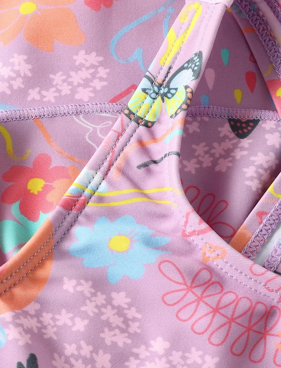 Color Kids - Swimsuit W. Skirt, AOP - baddräkter - lavender mist - 2