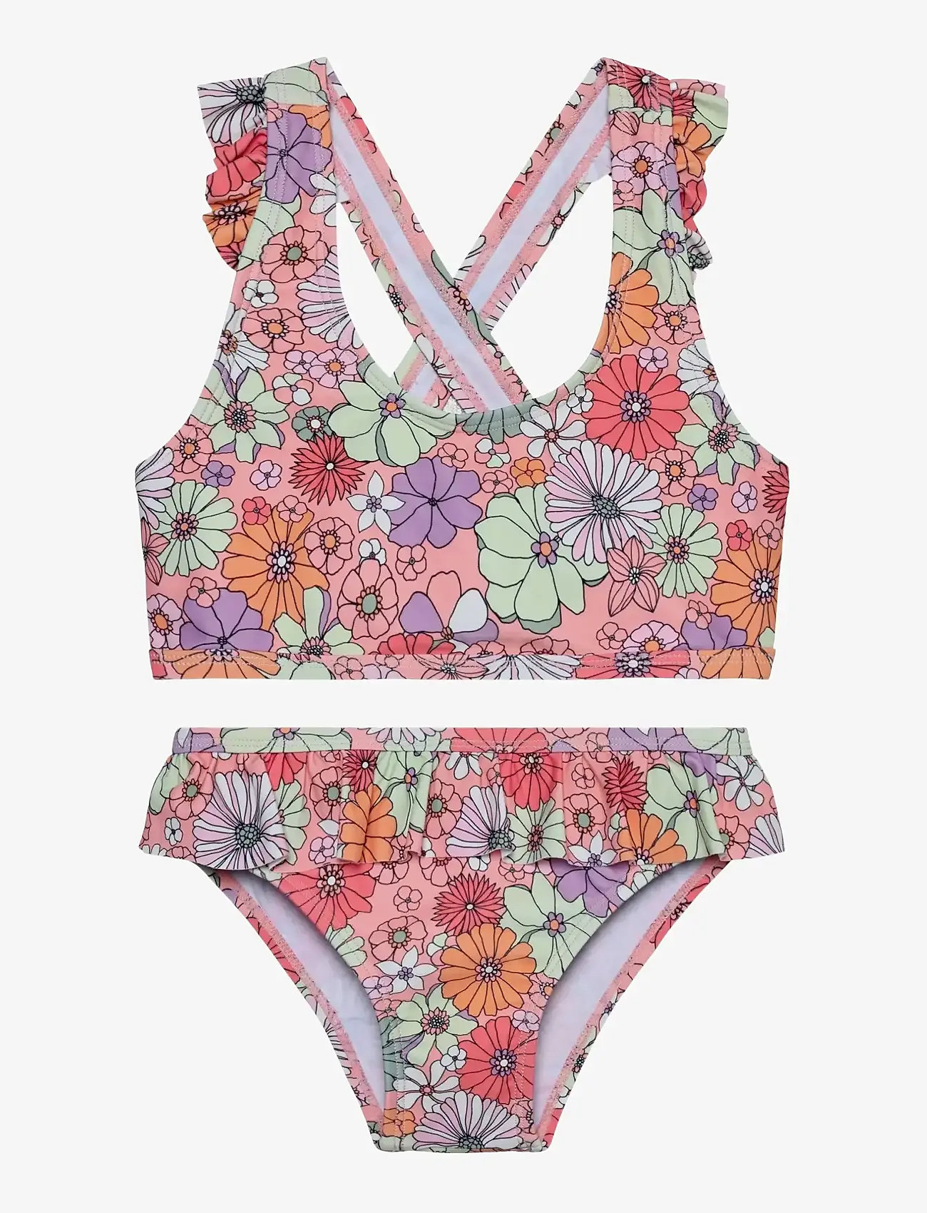 Color Kids - Bikini W. Short Skirt, AOP - bikinis - coral blush - 0