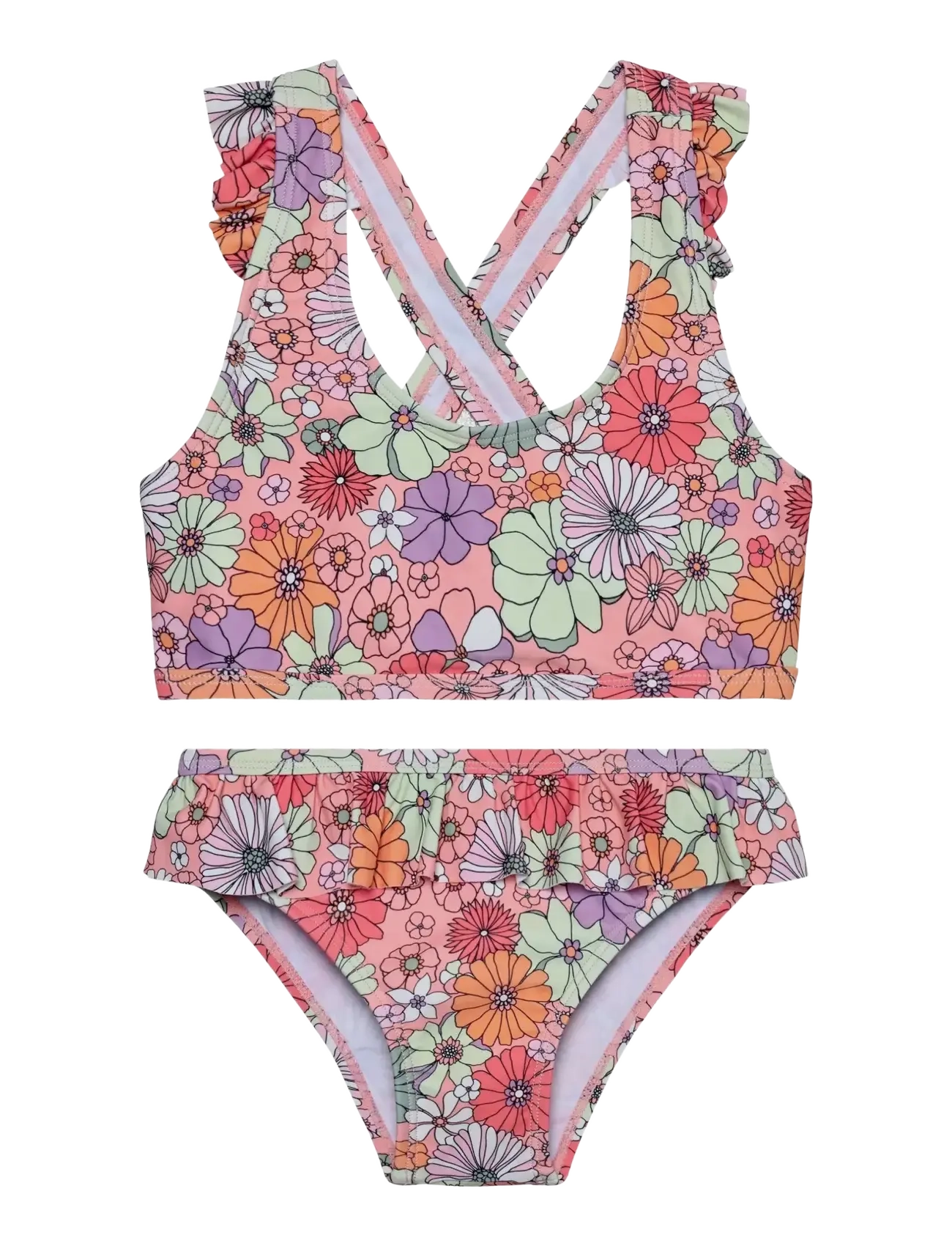 Color Kids Bikini W. Short Skirt, AOP - Clothing - CORAL BLUSH / multi