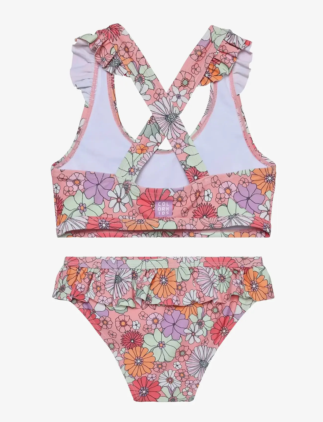 Color Kids - Bikini W. Short Skirt, AOP - bikinis - coral blush - 1