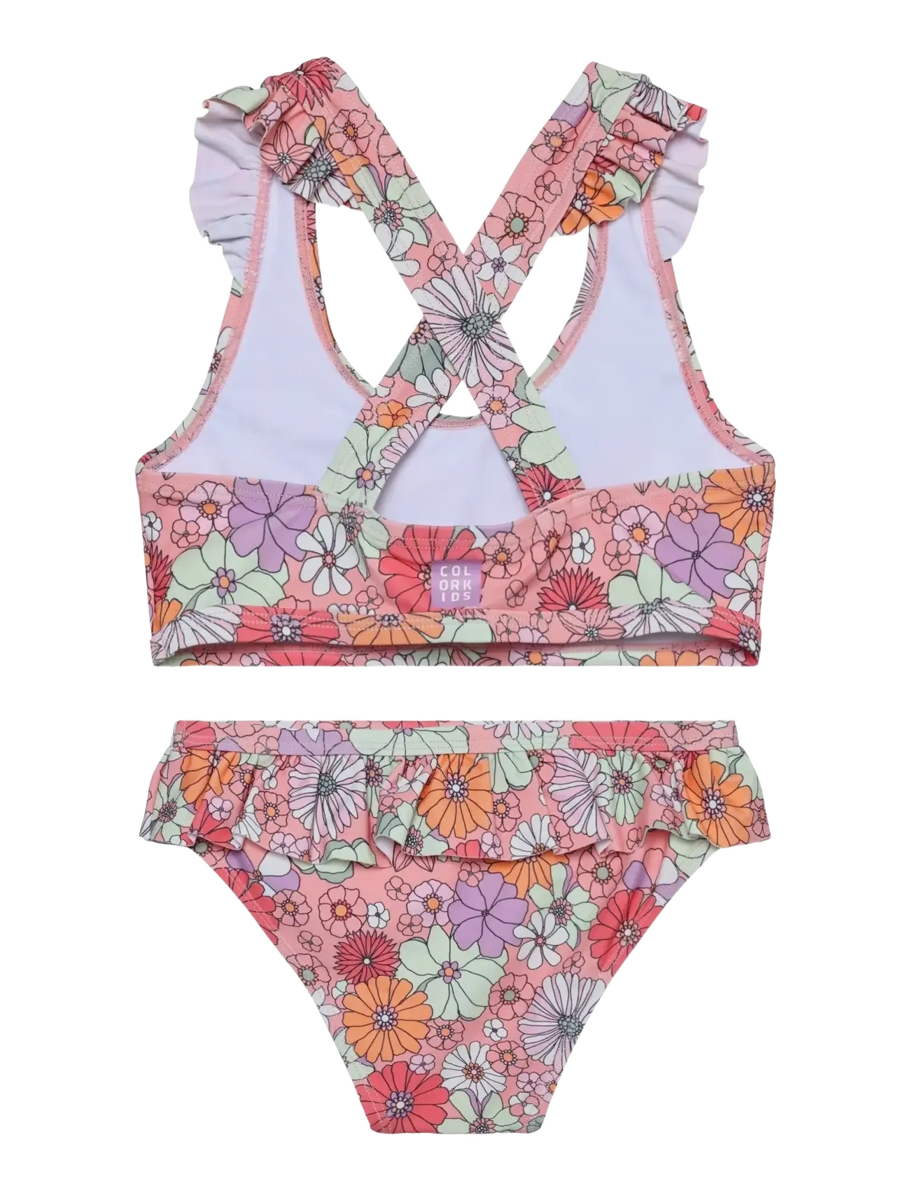 Color Kids - Bikini W. Short Skirt, AOP - bikinis - coral blush - 1