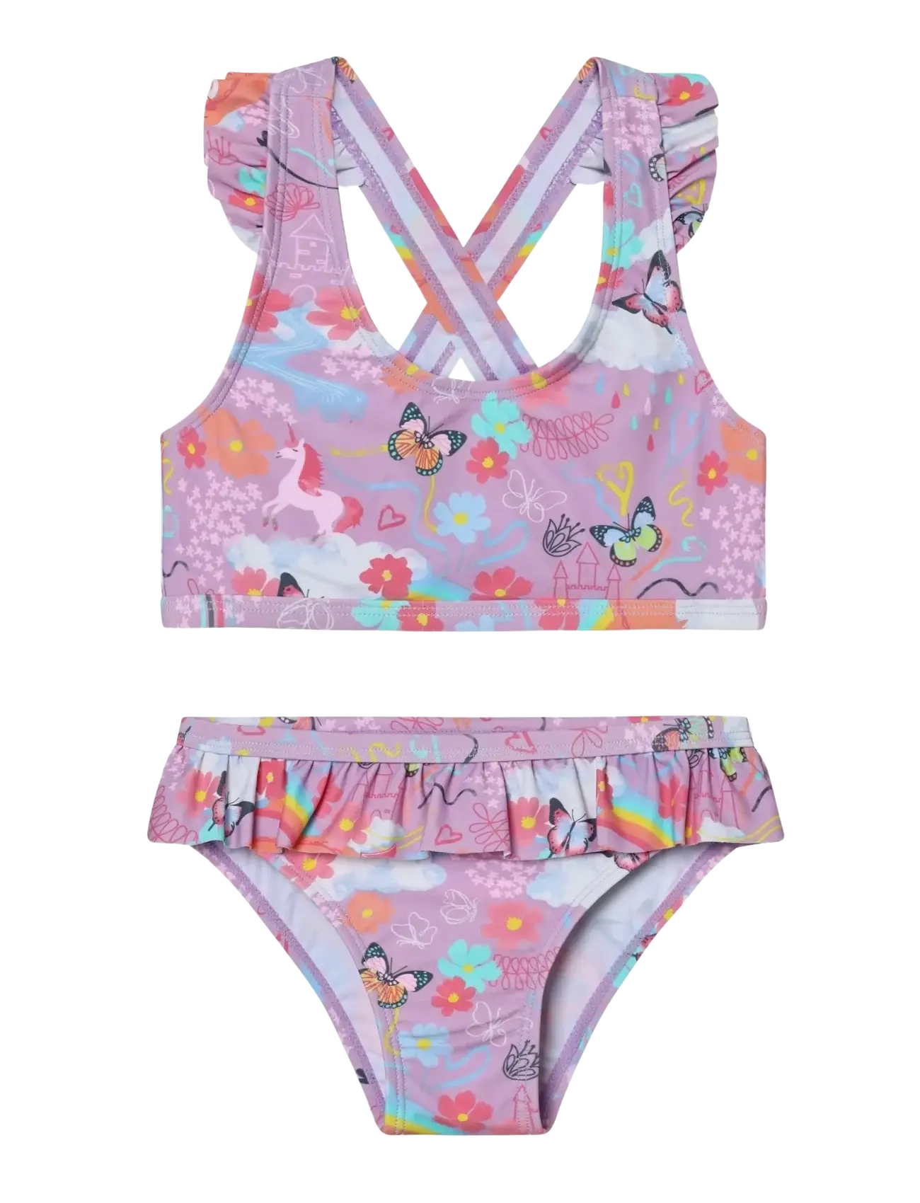 Color Kids Bikini W. Short Skirt, AOP - Bikinis - LAVENDER MIST / multi