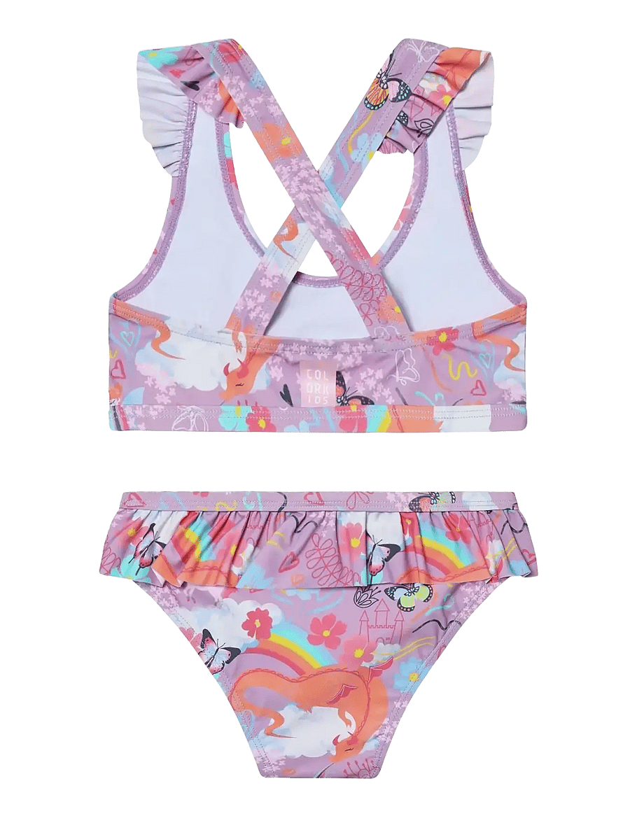 Color Kids - Bikini W. Short Skirt, AOP - bikinier - lavender mist - 1