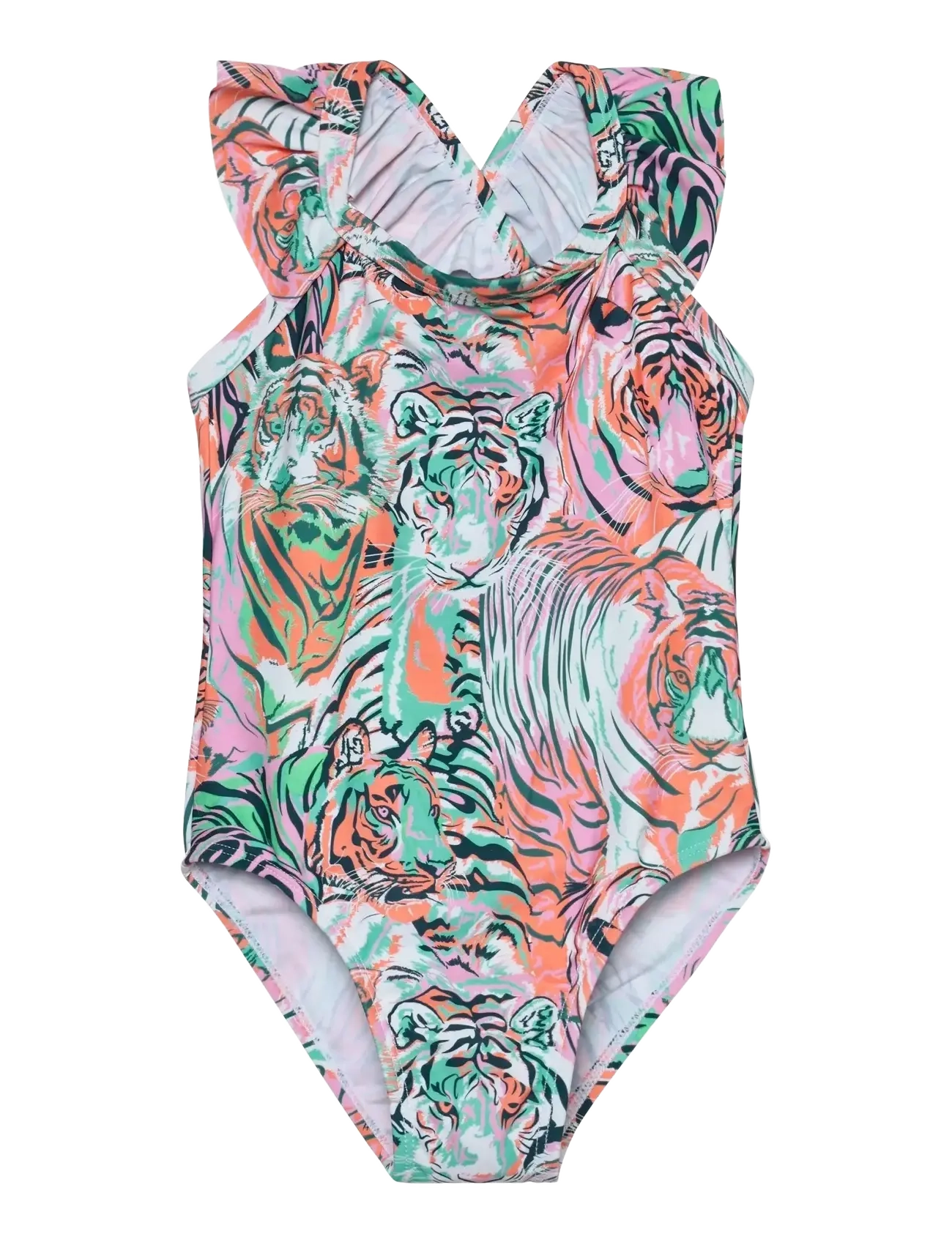 Color Kids Swimsuit W. Frills, Aop, 110, Bademode, Mehrfarbig/gemustert - Swimsuits, Kinder