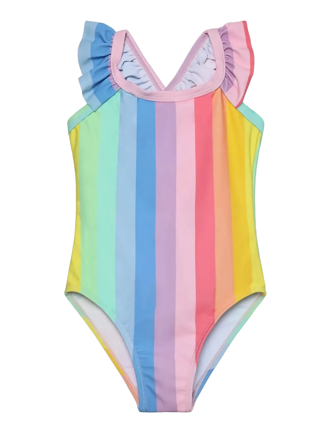 Color Kids Swimsuit W. Frills, AOP - Riided - PINK LEMONADE / multi