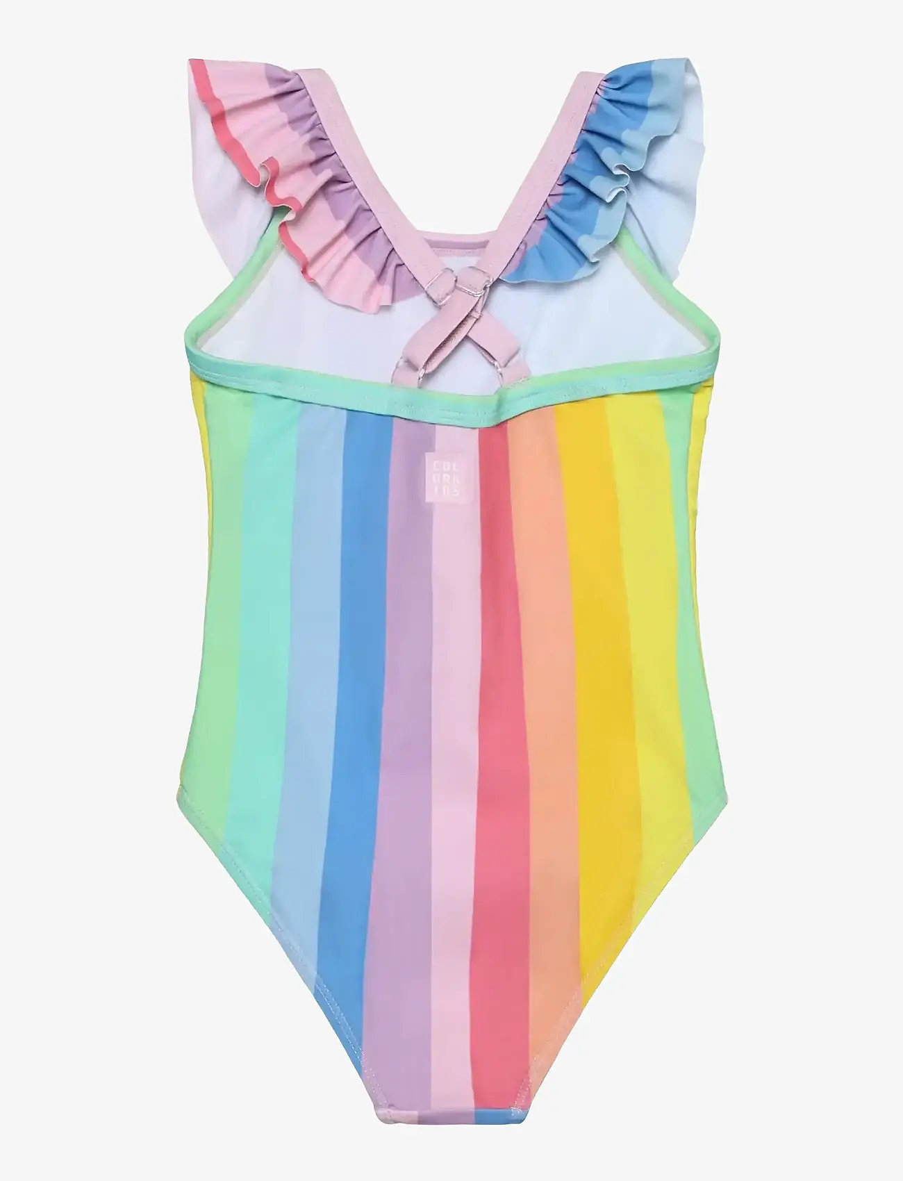 Color Kids - Swimsuit W. Frills, AOP - swimsuits - pink lemonade - 2