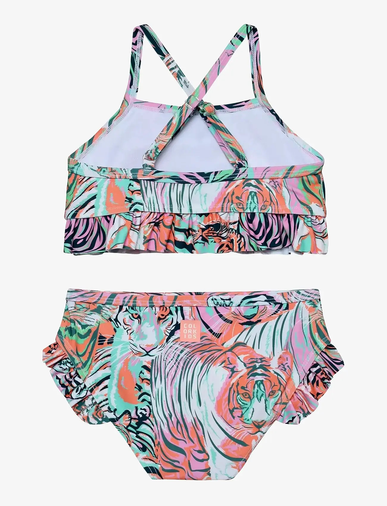 Color Kids - Bikini W. Frills, AOP - bikinis - begonia pink - 1