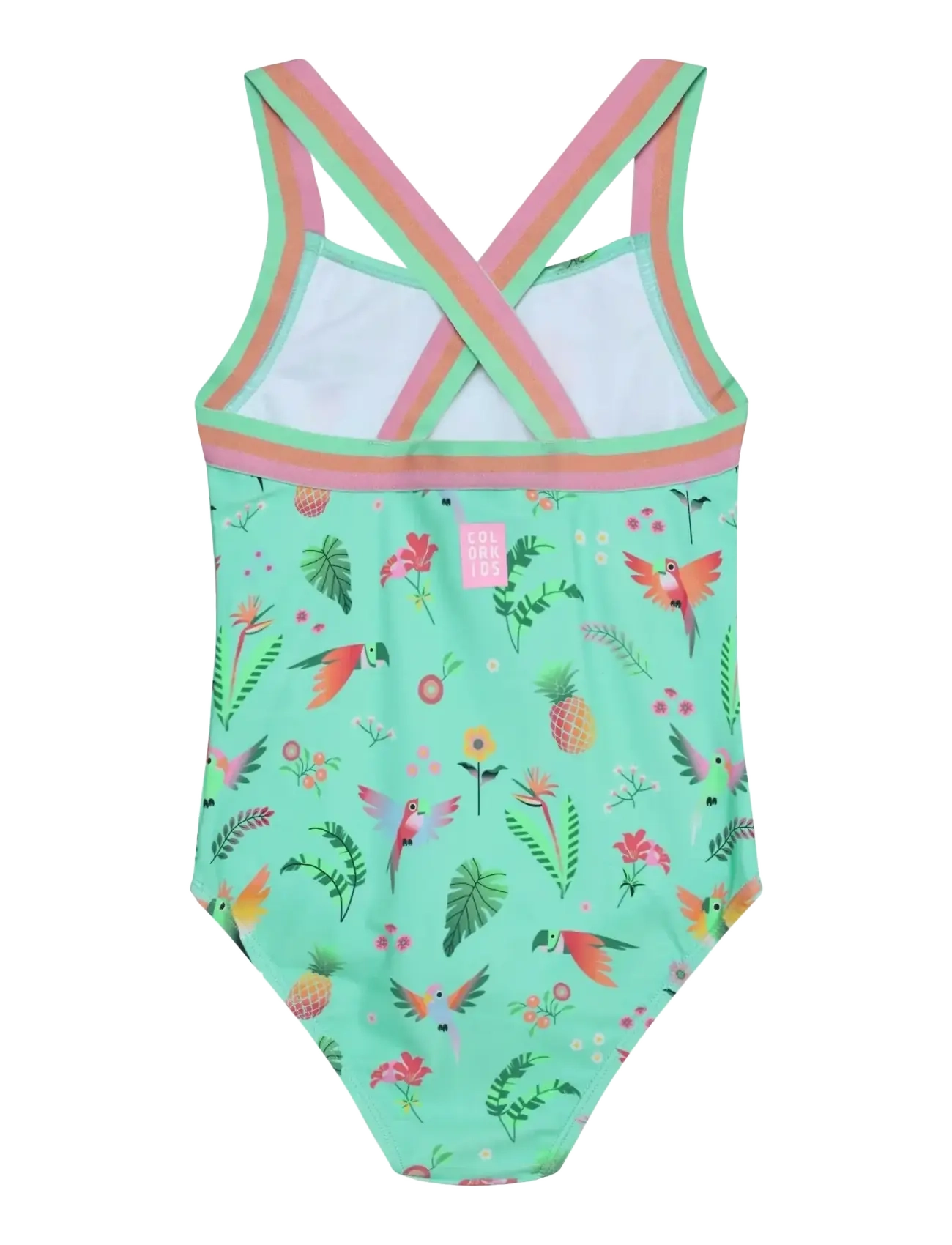 Color Kids - Swimsuit W Elastic Straps, AOP - badedragter - cabbage - 1