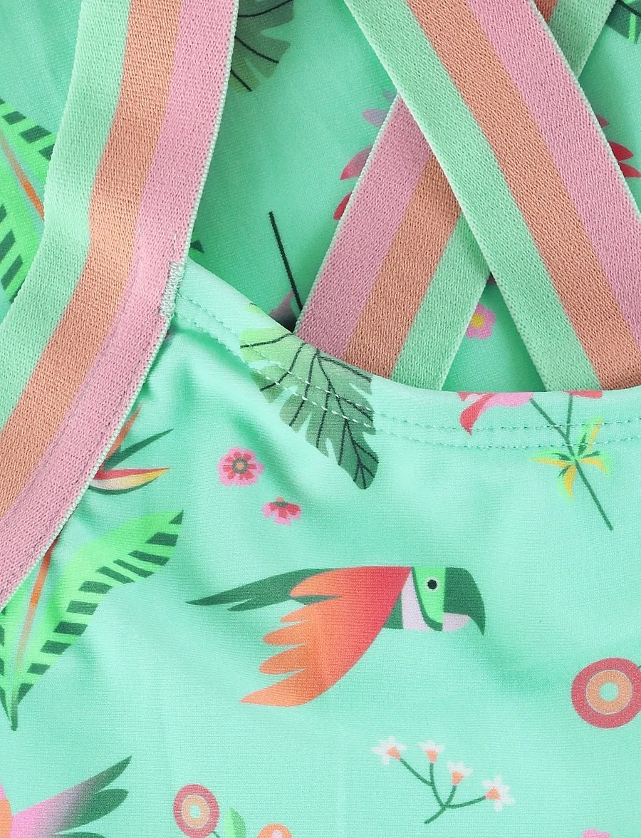 Color Kids - Swimsuit W Elastic Straps, AOP - badeanzüge - cabbage - 2