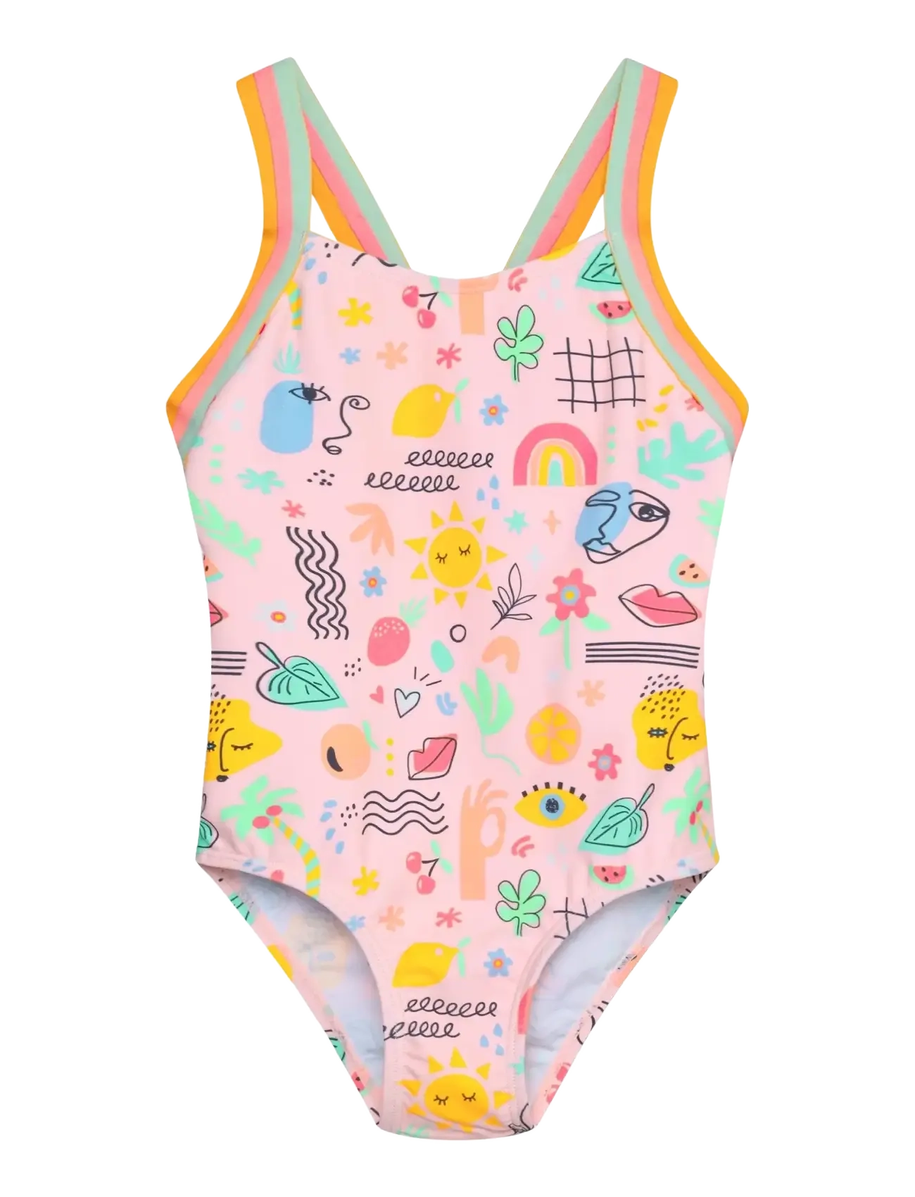 Color Kids Swimsuit W Elastic Straps, AOP - Badetøj - FAIRY ROSE / pink/rose