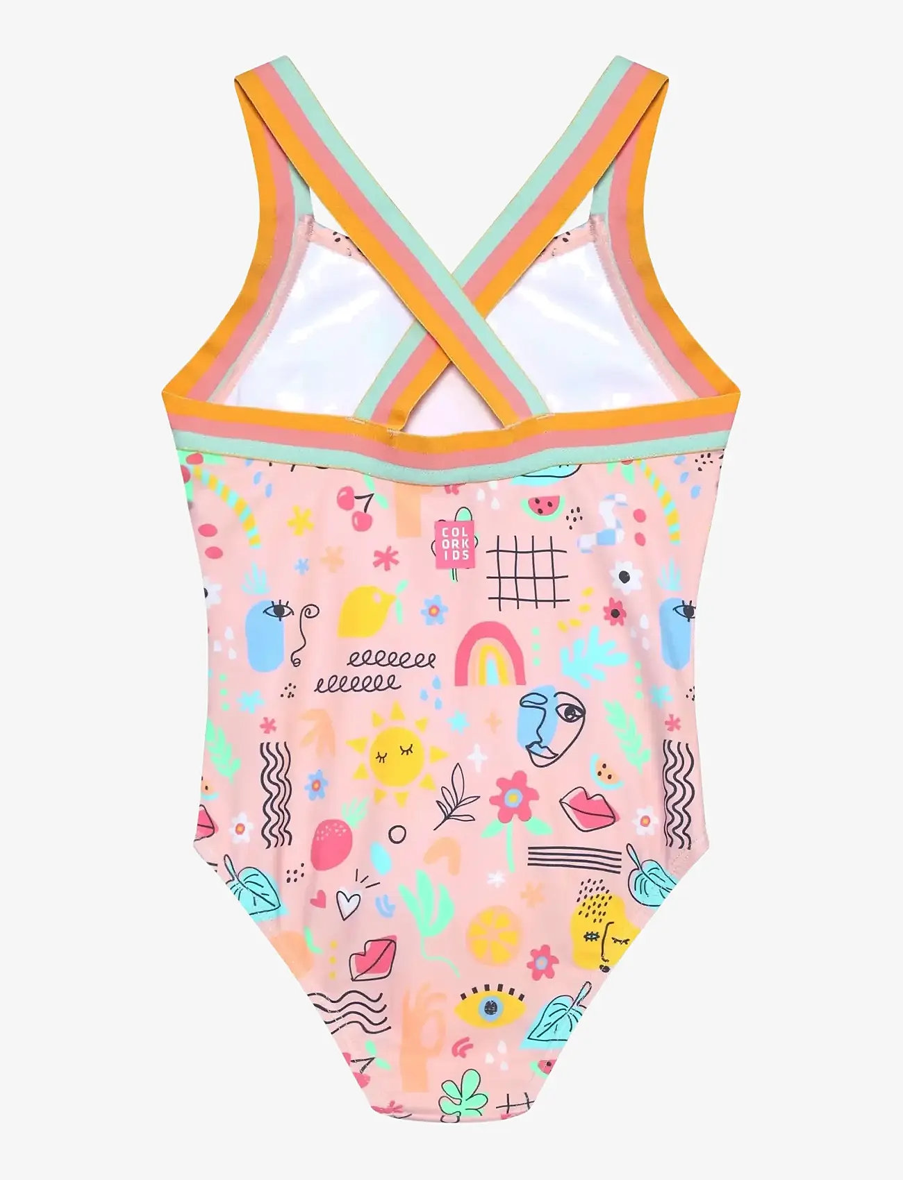 Color Kids - Swimsuit W Elastic Straps, AOP - ujumistrikood - fairy rose - 1