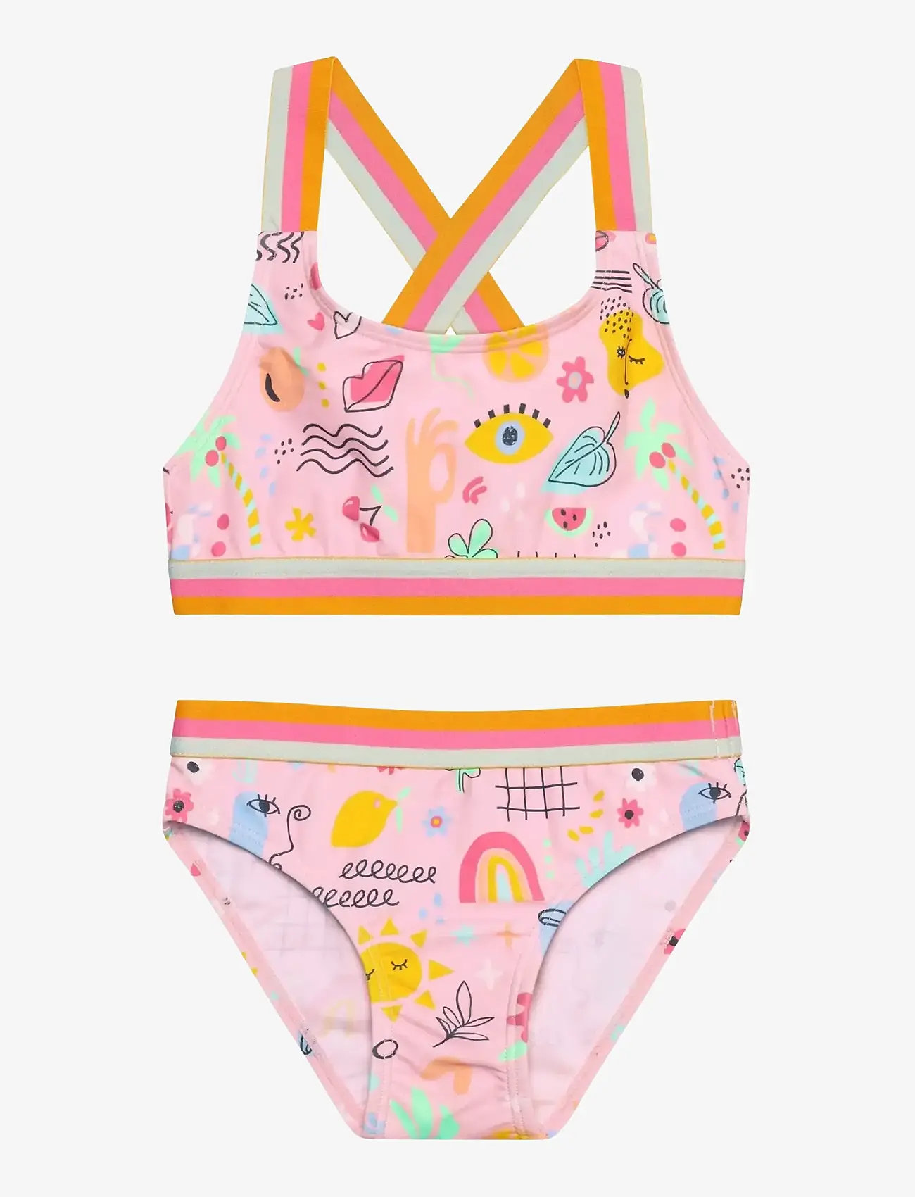 Color Kids - Bikini W. Contrast Straps, AOP - maudymosi kostiumėliai - fairy rose - 0