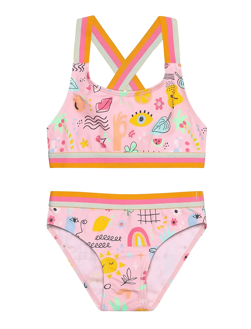 Color Kids - Bikini W. Contrast Straps, AOP - maudymosi kostiumėliai - fairy rose - 0